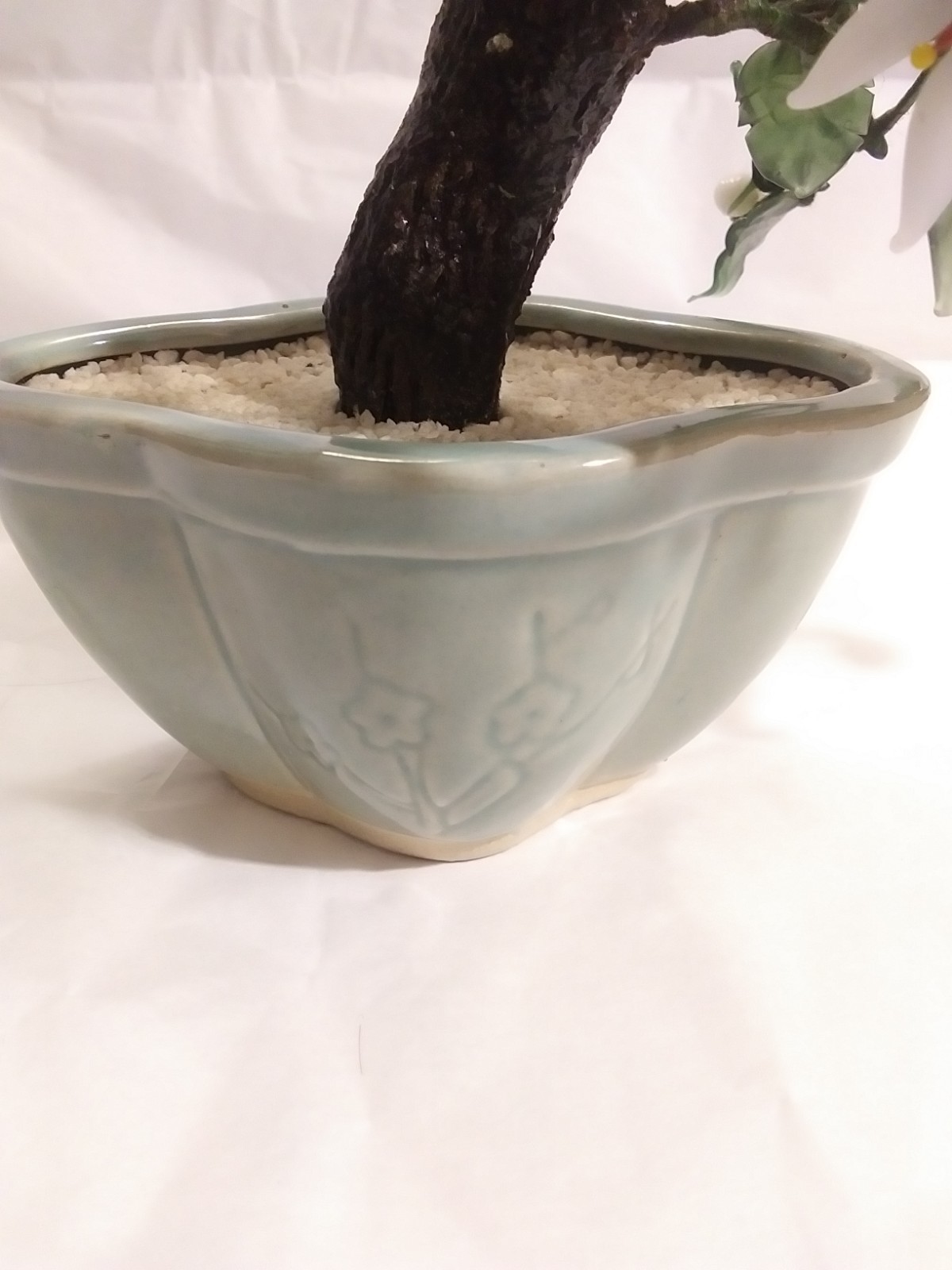 Vintage Glass Bonsai Cherry Blossom Tree 9 in. tall 12 in. wide. Exquisite.