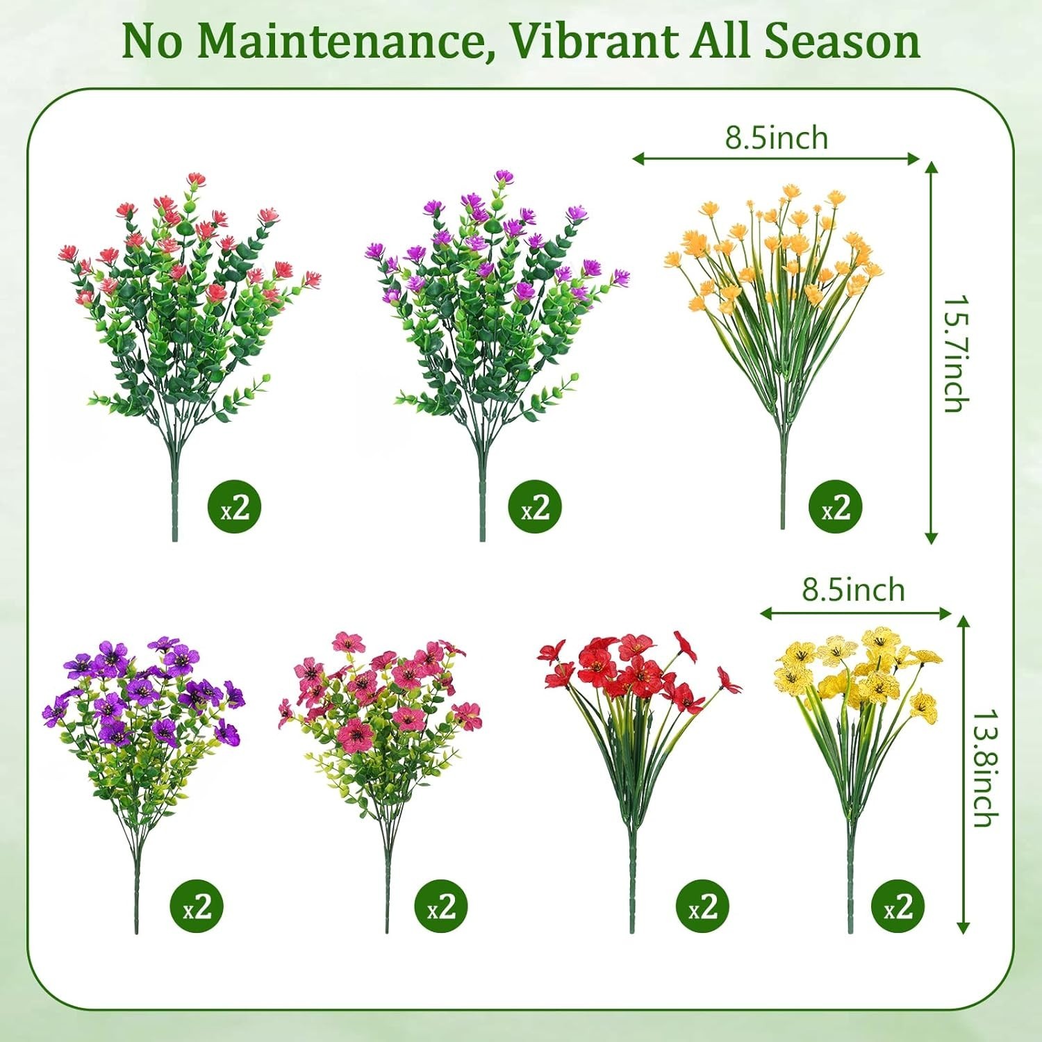 Vibrant 14 Bundles of UV Resistant Artificial Outdoor Flowers for All Seasons