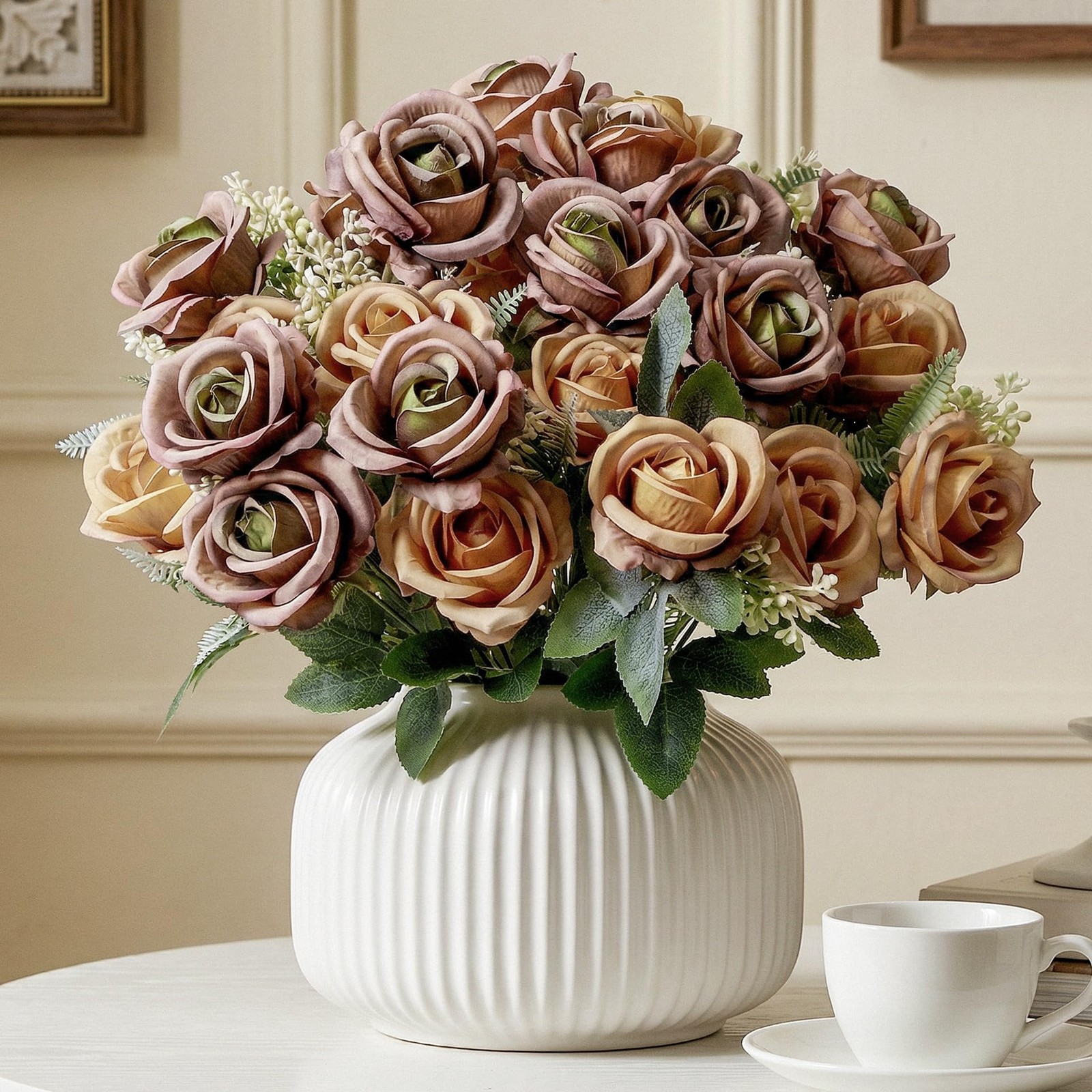 Fake Roses Brown Roses Artificial Roses Silk Roses Artificial Roses with Stem…