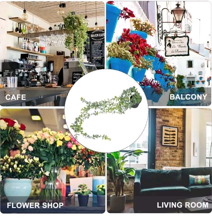 Artificial Hanging Plants for Shelf Fake Potted Greenery Plant Faux Mandala