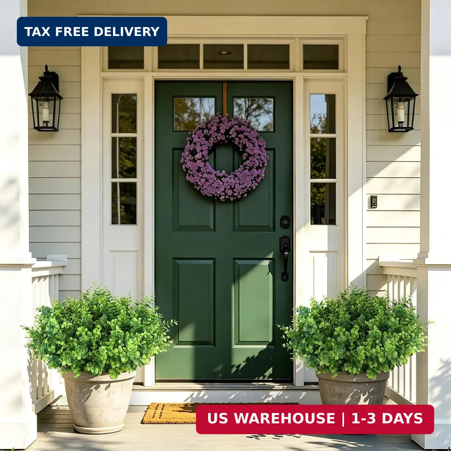 Artificial Greenery Eucalyptus Boxwood, UV Resistant Faux Outdoor Plants for Dec