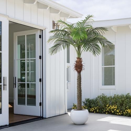 2 PCS Fake Palm Tree 7 FT,Tall Artificial Palm Trees for Outdoor 7 FT 2PCS