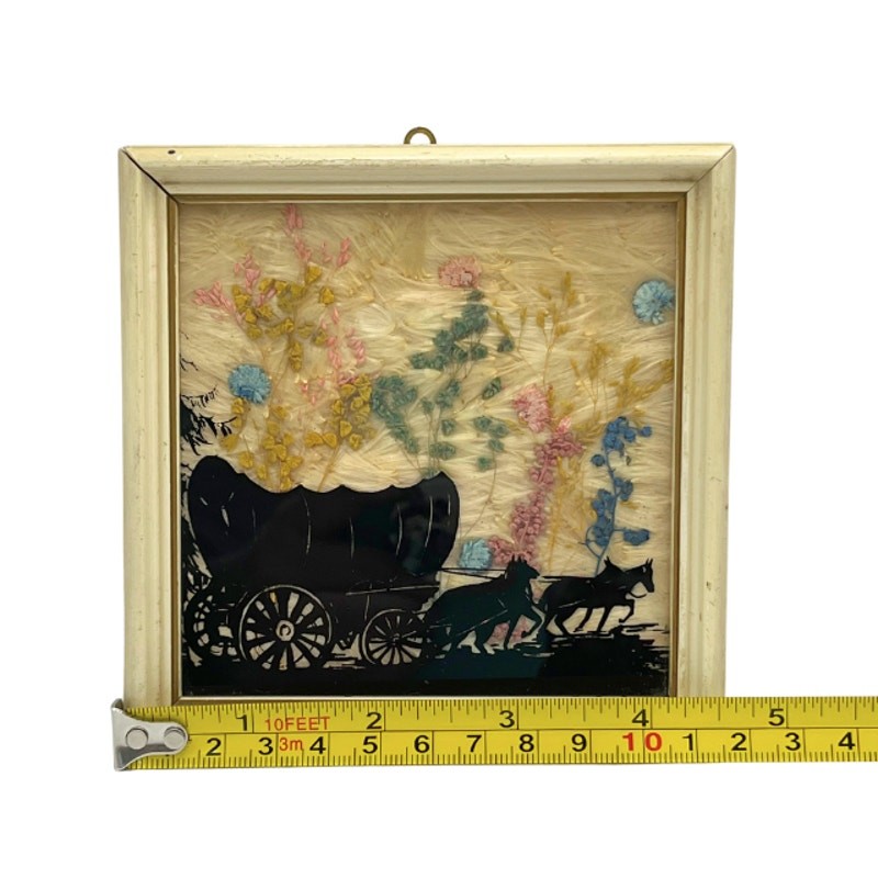 Vintage Mary Fisher Style Silhouette Covered Wagon Milkweed Art