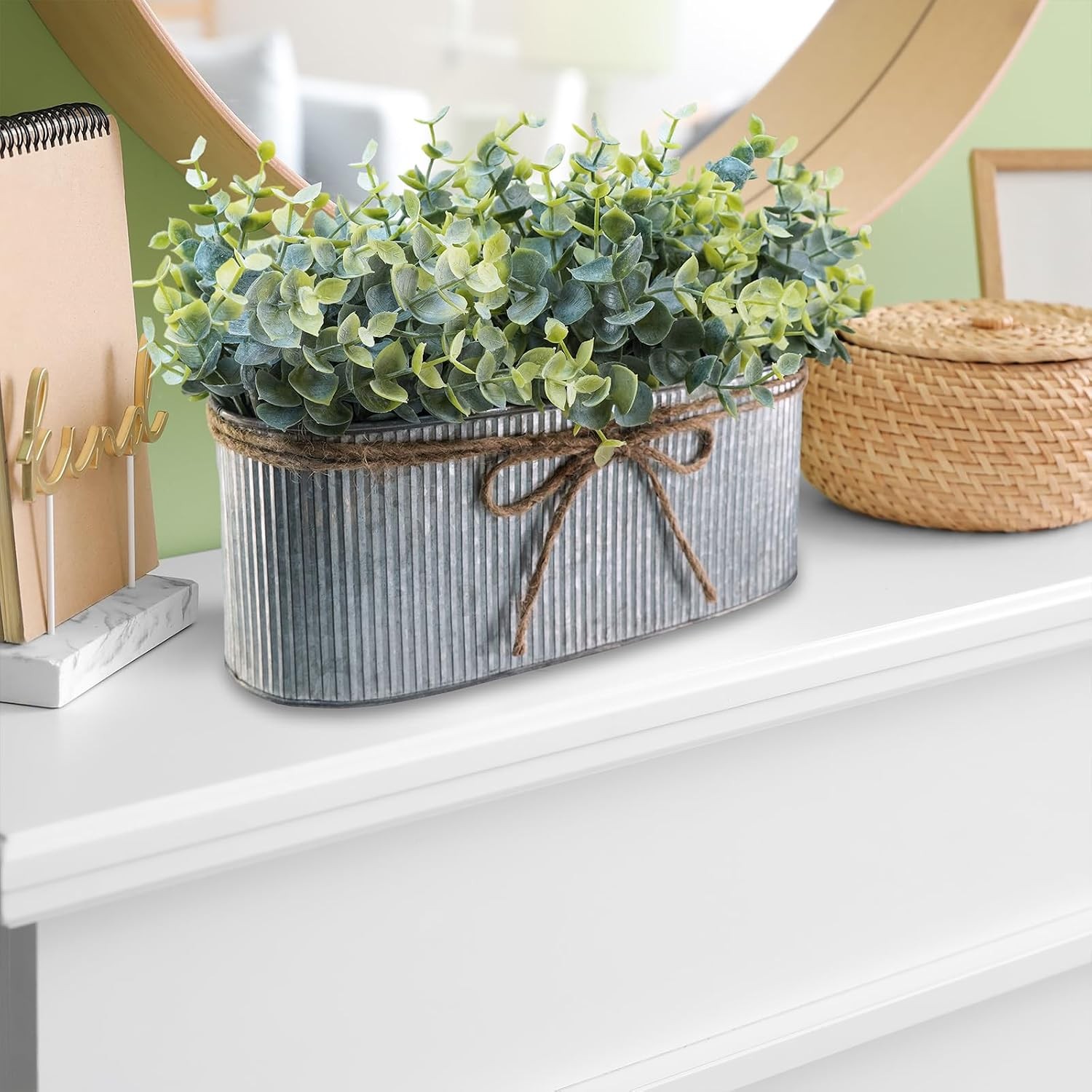 Winlyn Artificial Eucalyptus in Galvanized Planter Box