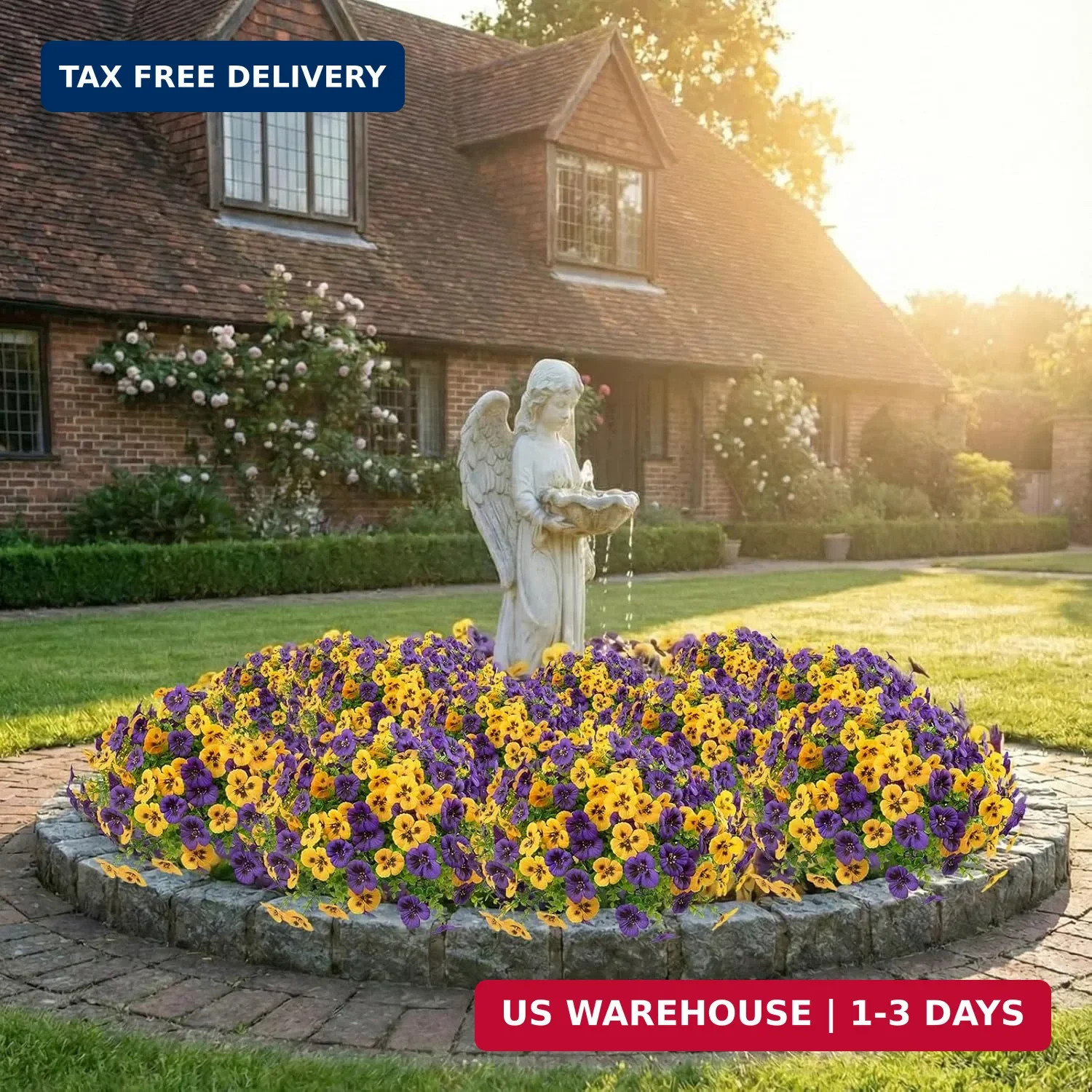 Rowfad 18 Pcs Artificial Fake Pansy Flowers for Outdoor, Faux UV Resistant Silk