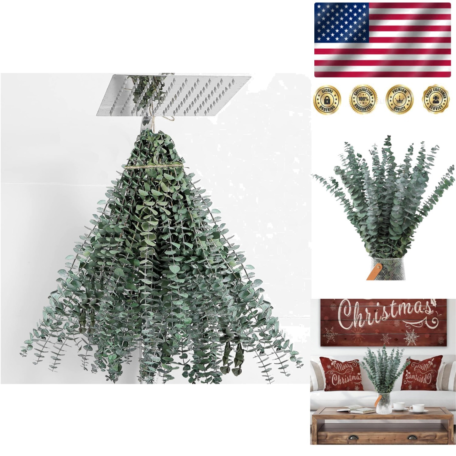 Natural 30 Pcs Dried Eucalyptus Stems | 17” with Hemp Rope for Easy Hanging
