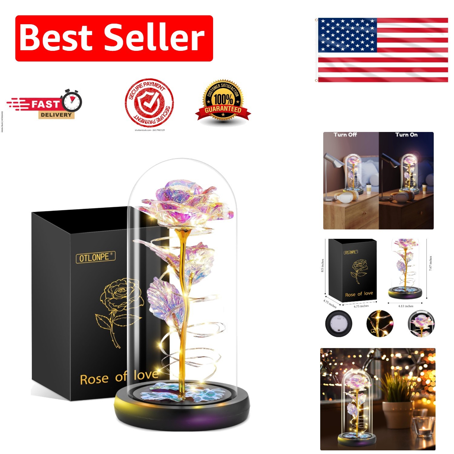 Colorful Handcrafted LED Rose Keepsake – Ideal for Valentine’s & Mother’s Day