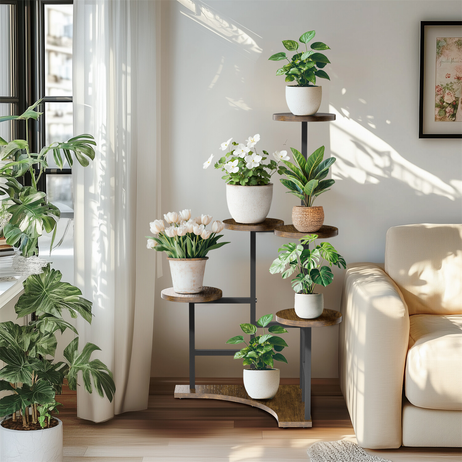 Industrial 5 Tier Tall Plant Stand Multiple Potted Flower Display Rack Holder