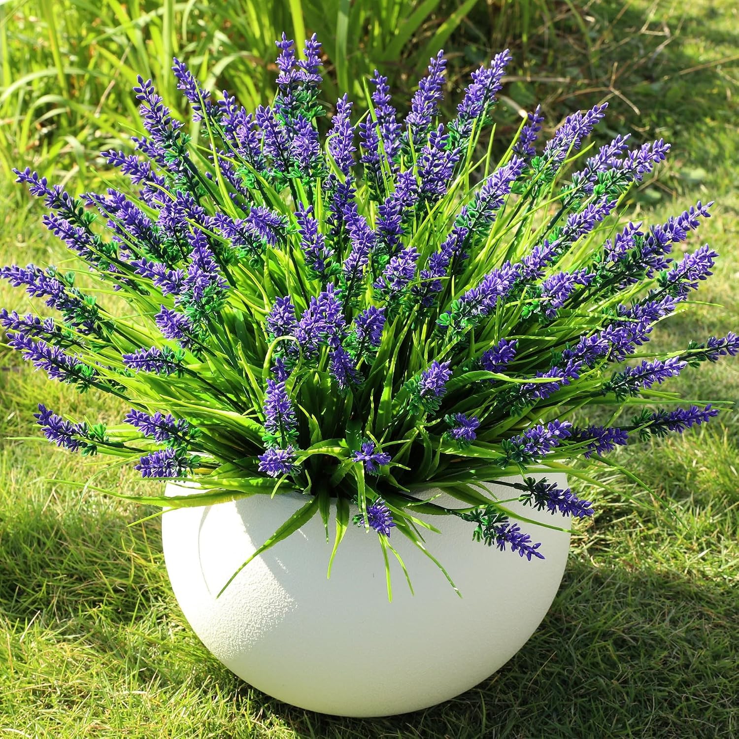 Artificial Plants Fake Lavender UV Resistant Faux Grass Outdoor Patio Decor