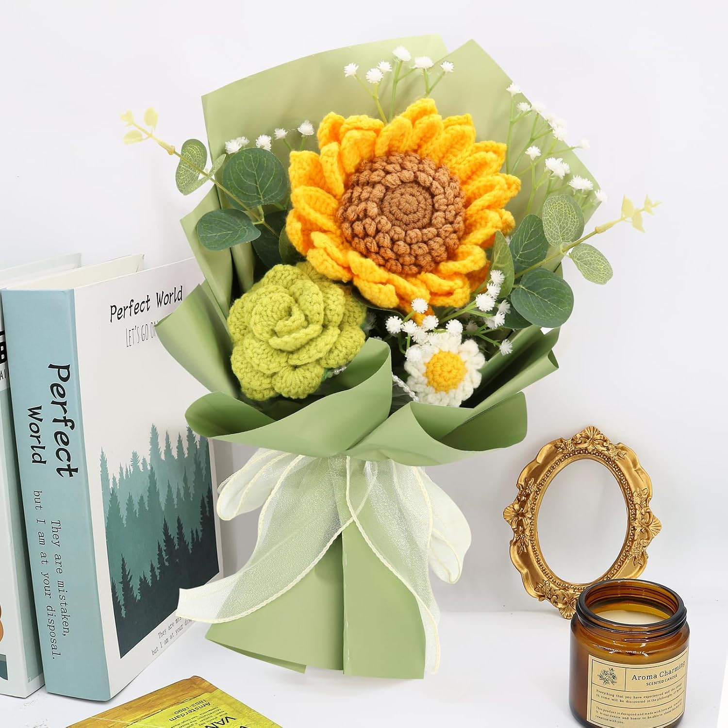 Handmade Crochet Flower Bouquet – Sunflowers, Roses & Daisies Gift Idea