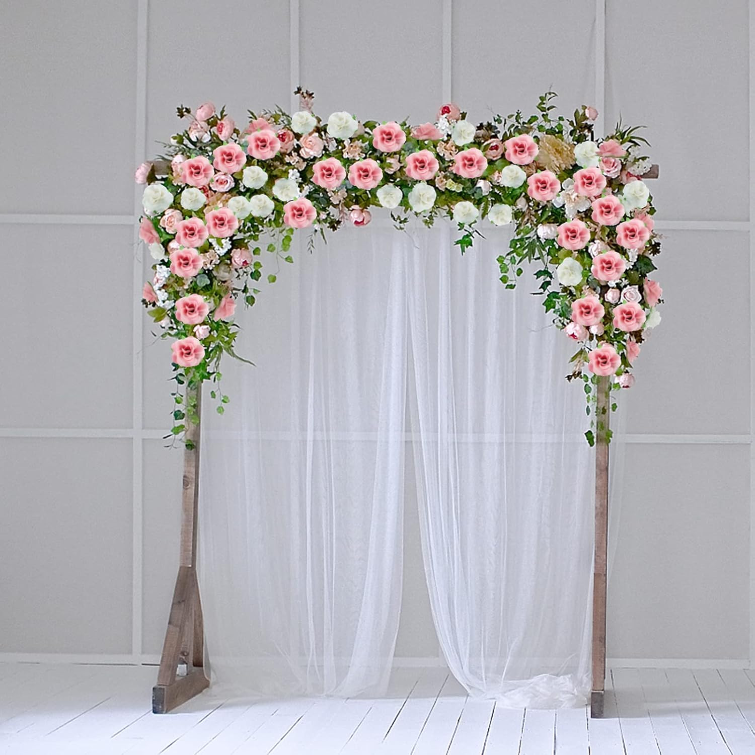 50Pcs Mini Pink and White Roses Artificial Flowers Bulk, 1.6″ Small Silk Fake Ro