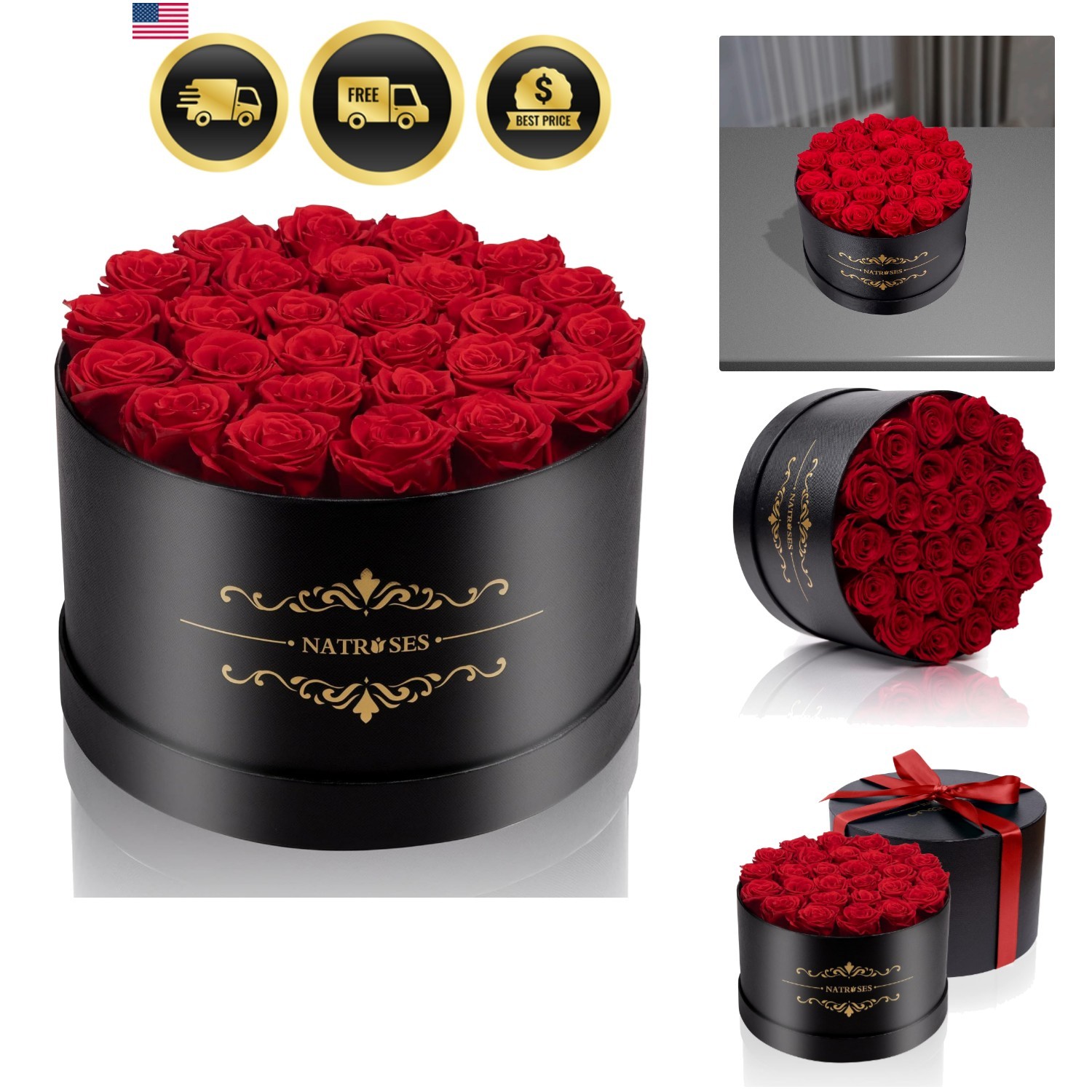 Gifts for Her 27 Piece Forever Preserved Roses in a Box, Preserved Flowers fo…