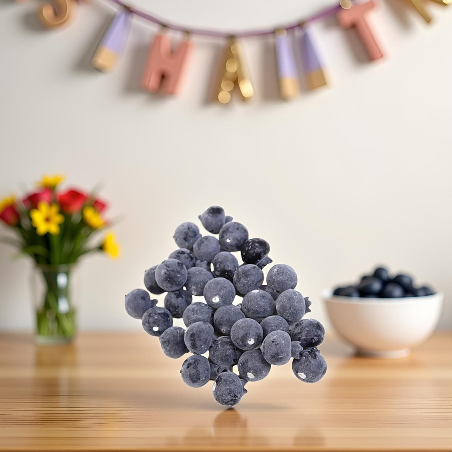 20 Pcs Artificial Blueberries Plastic Fake Blue Berry Plants Realistic