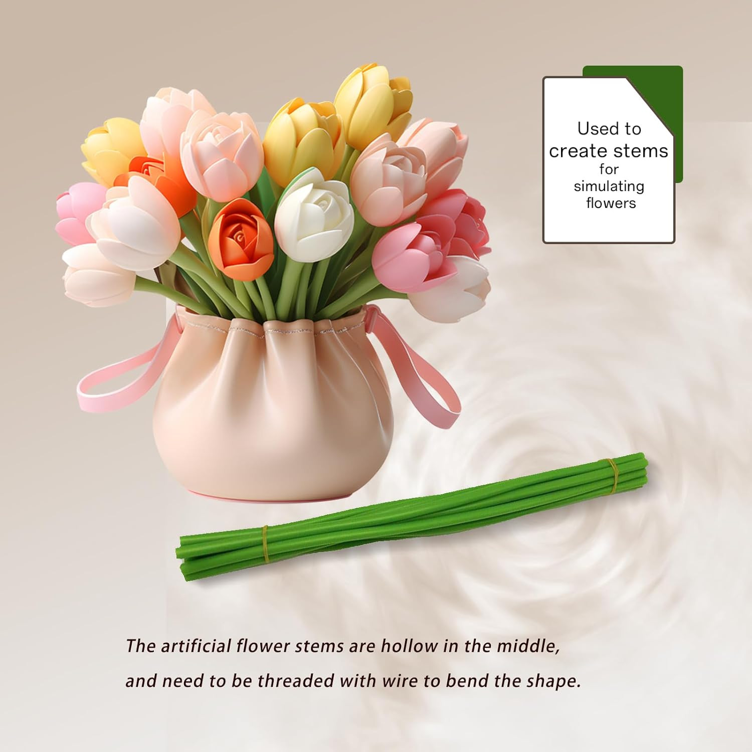 Green Tubular Flower Stems Wrap, 11.8 Inches (About 30 Cm) in Length,Flower Bouq