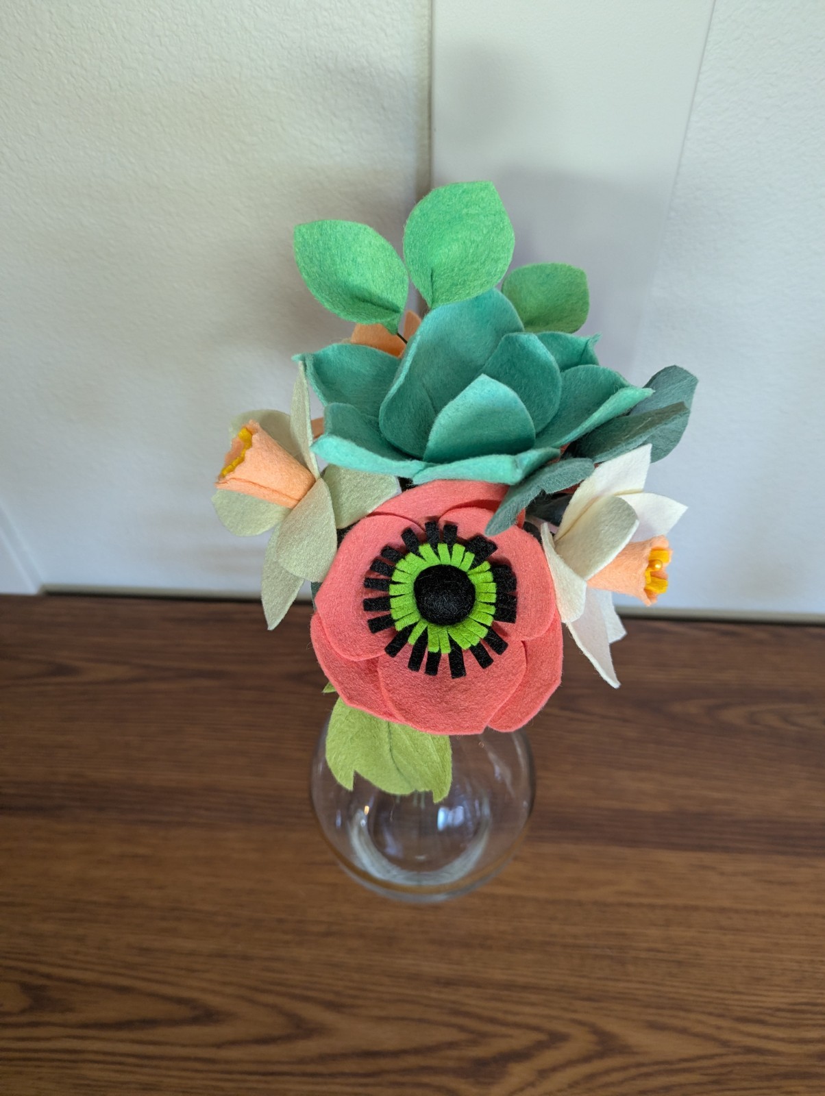 Beautiful Hand Cut Wool Blend Felt Flower Bouquet Gift Wrapped/Great Gift Idea!