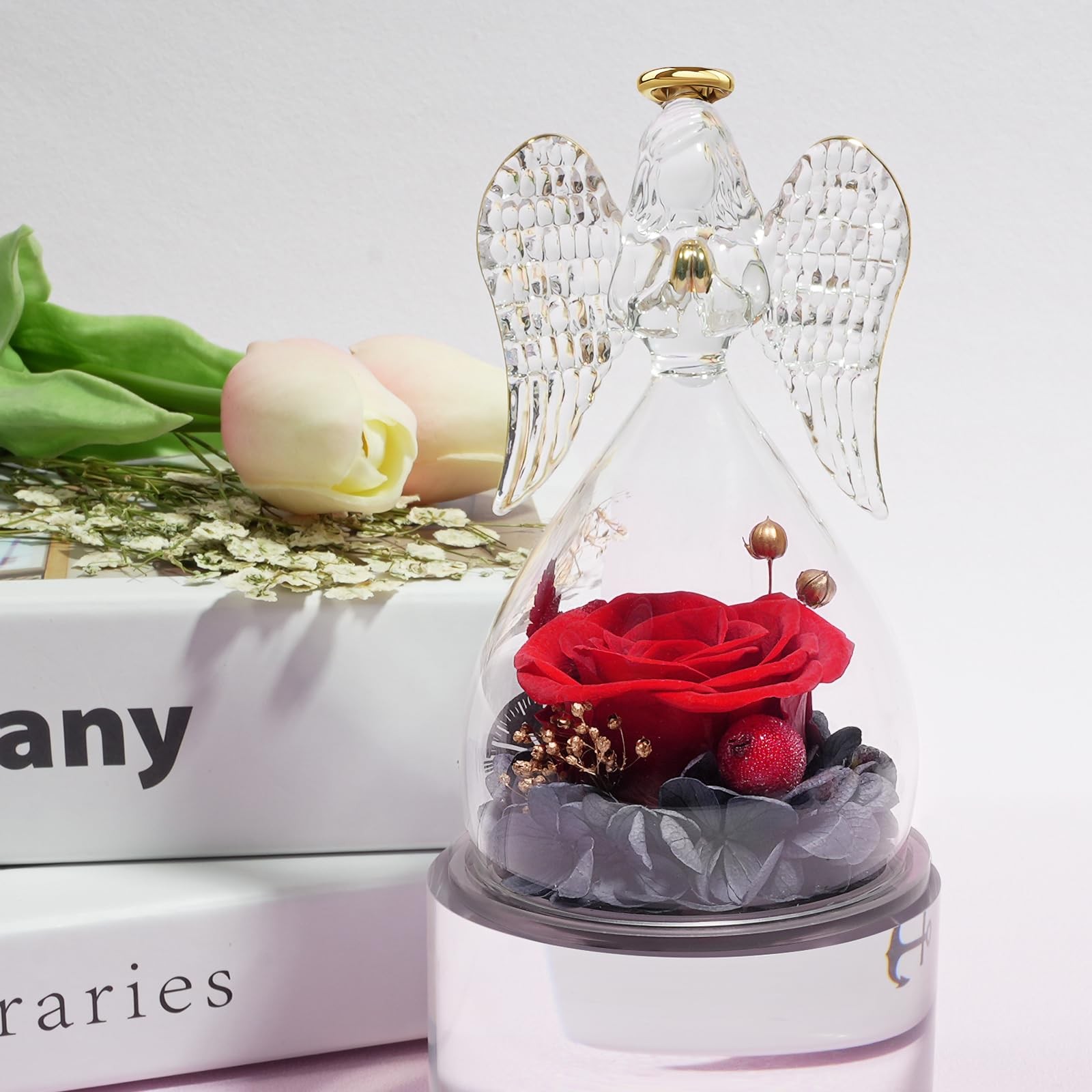Angel Figurines Forever Real Rose Birthday Gifts for Mom Grandma Wife,Flowers