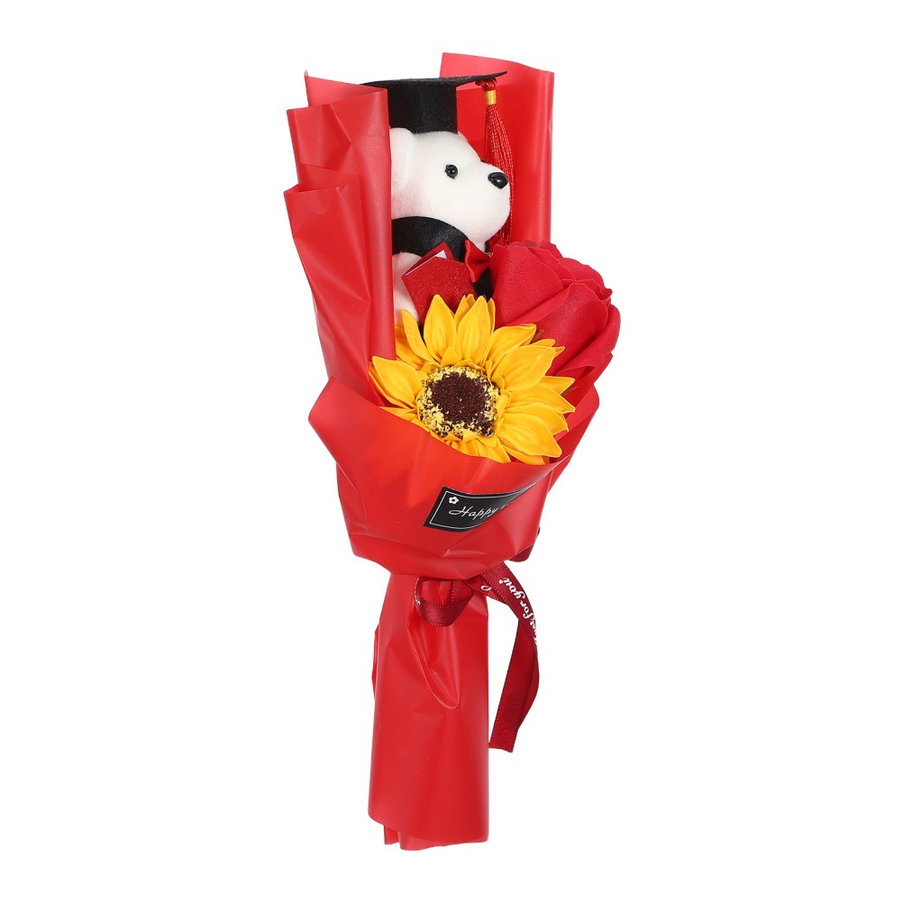 Graduation Stuffed Toys 2026 Decor Bear Flower Bouquet Artificial Animals