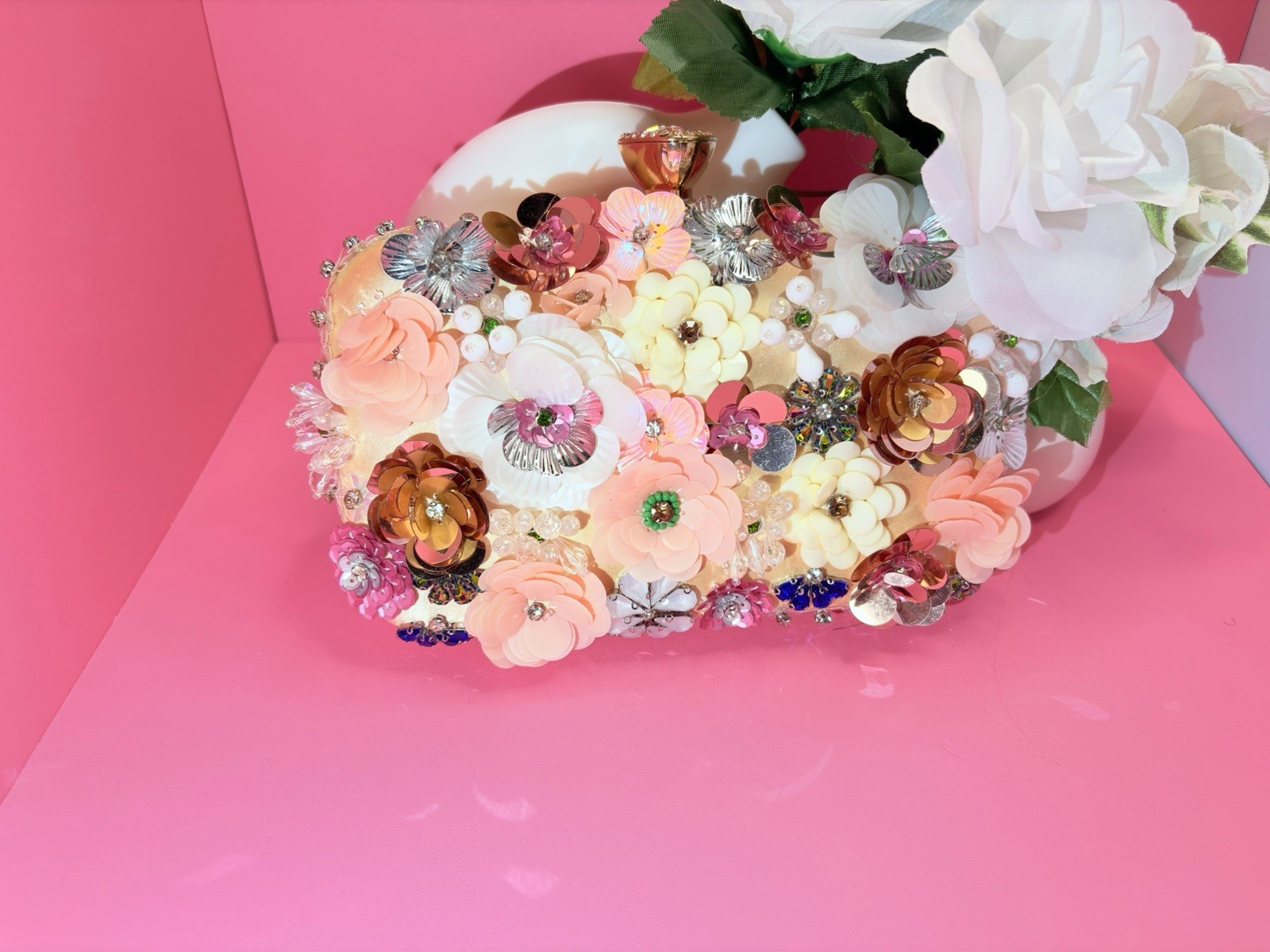 Artificial Rose Floral Arrangement & Centerpiece, Multicolor Mixed Materials