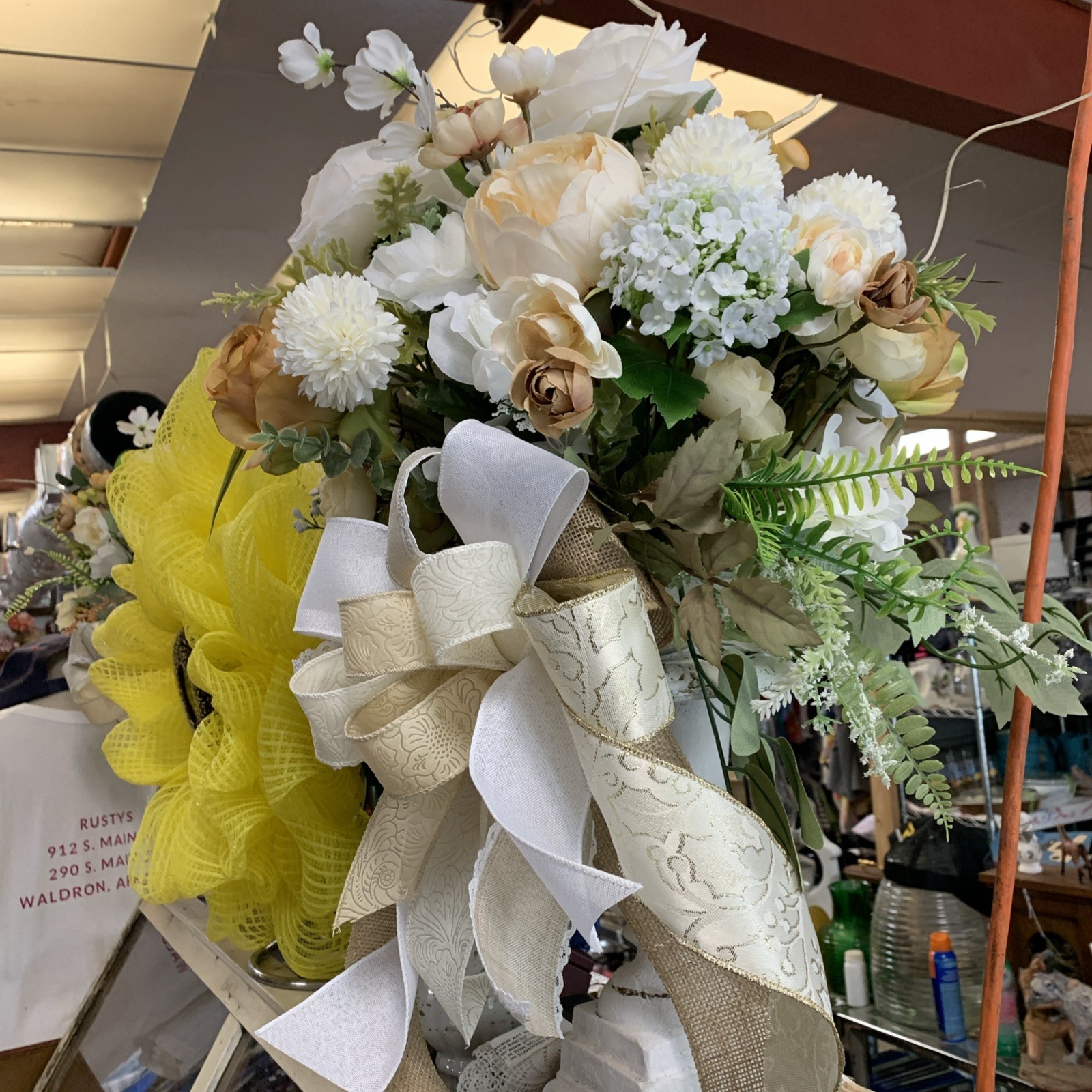 Floral Arrangement White And Tan