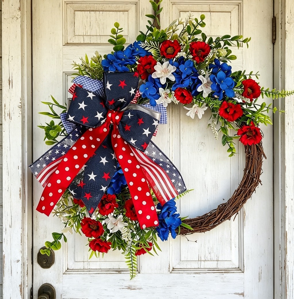 Minimalist Plastic Wreath for Independence Day Decor Hanging on Door or Wall
