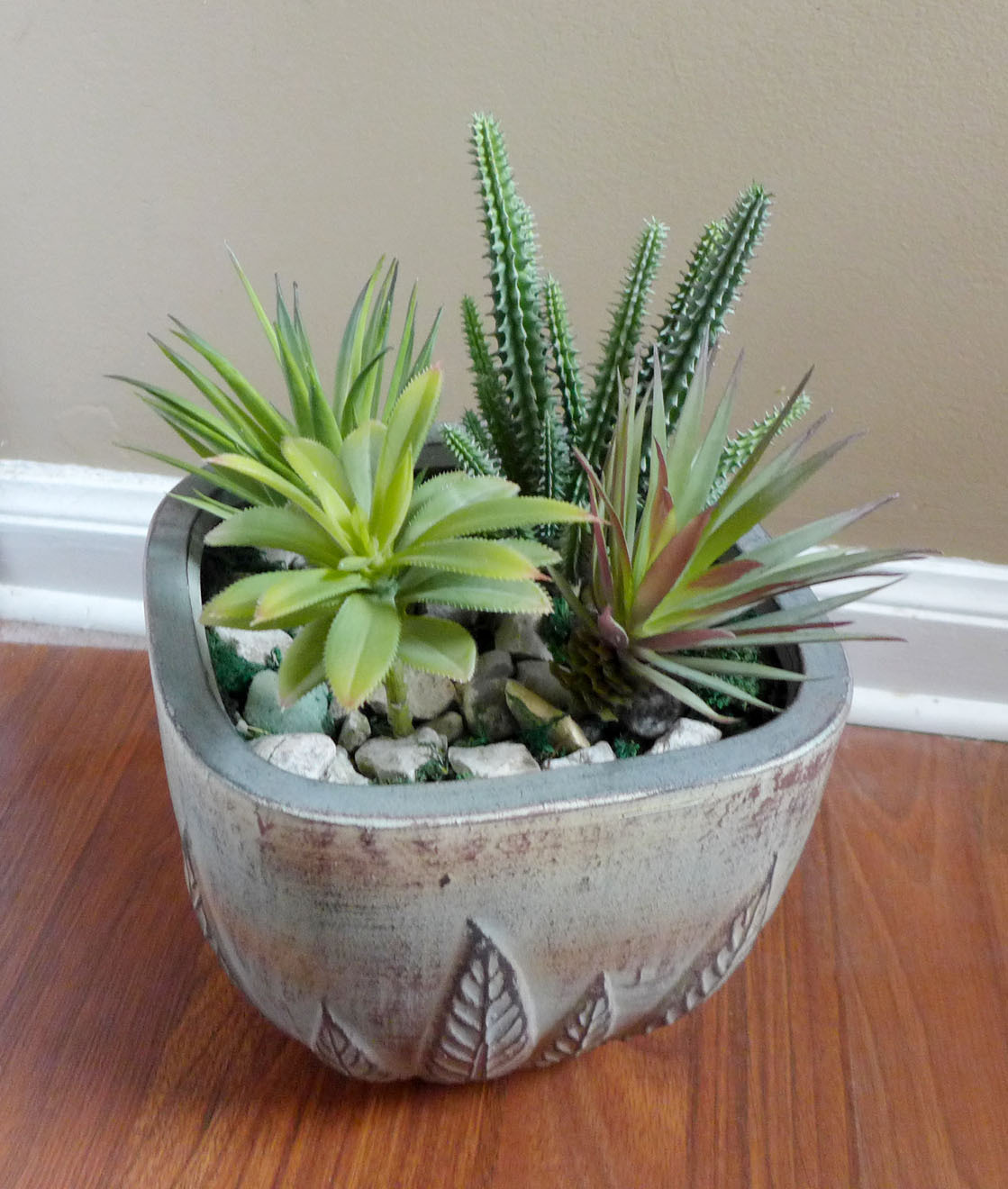 Set of 4 Artificial Succulents Plastic Plants Cactus Agaves