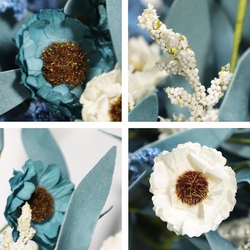 24In Rustic Blue White Flower Wreath Front Door Decor Seasonal Home Accent New