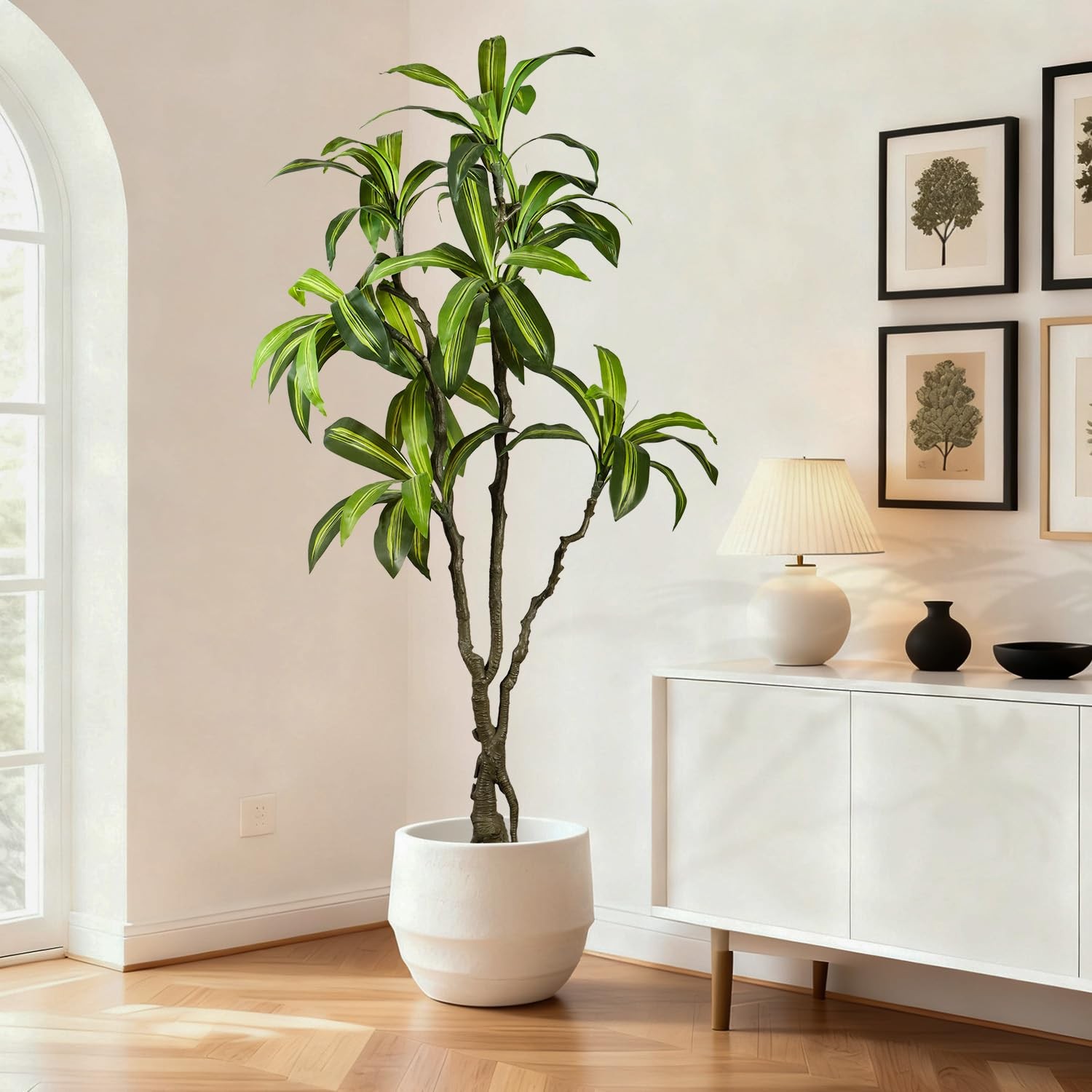 Artificial Dracaena Tree 6.5ft(78in) Faux Floor Plant for Indoor Decor Realis…