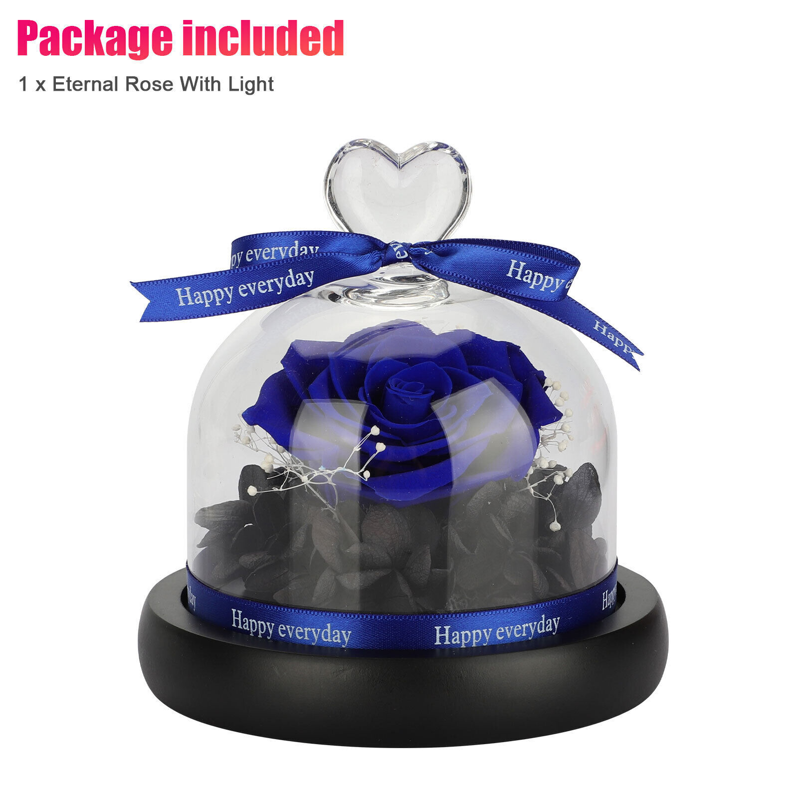 Crystal Rose Eternal Preserved Flower LED Light Girlfriend Birthday Party Gift