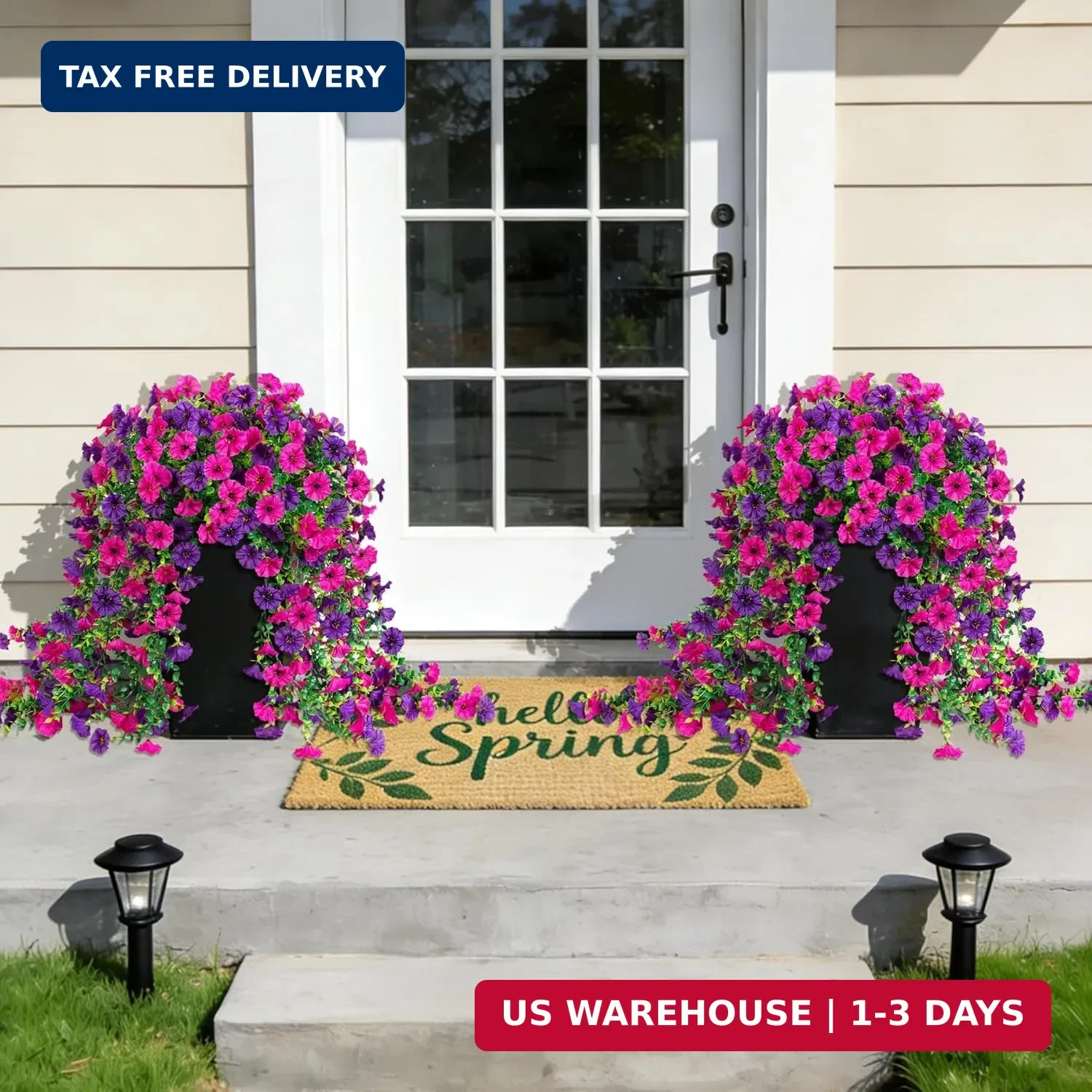2 Bundles Artificial Hanging Morning Glory Flowers UV Resistant Outdoor