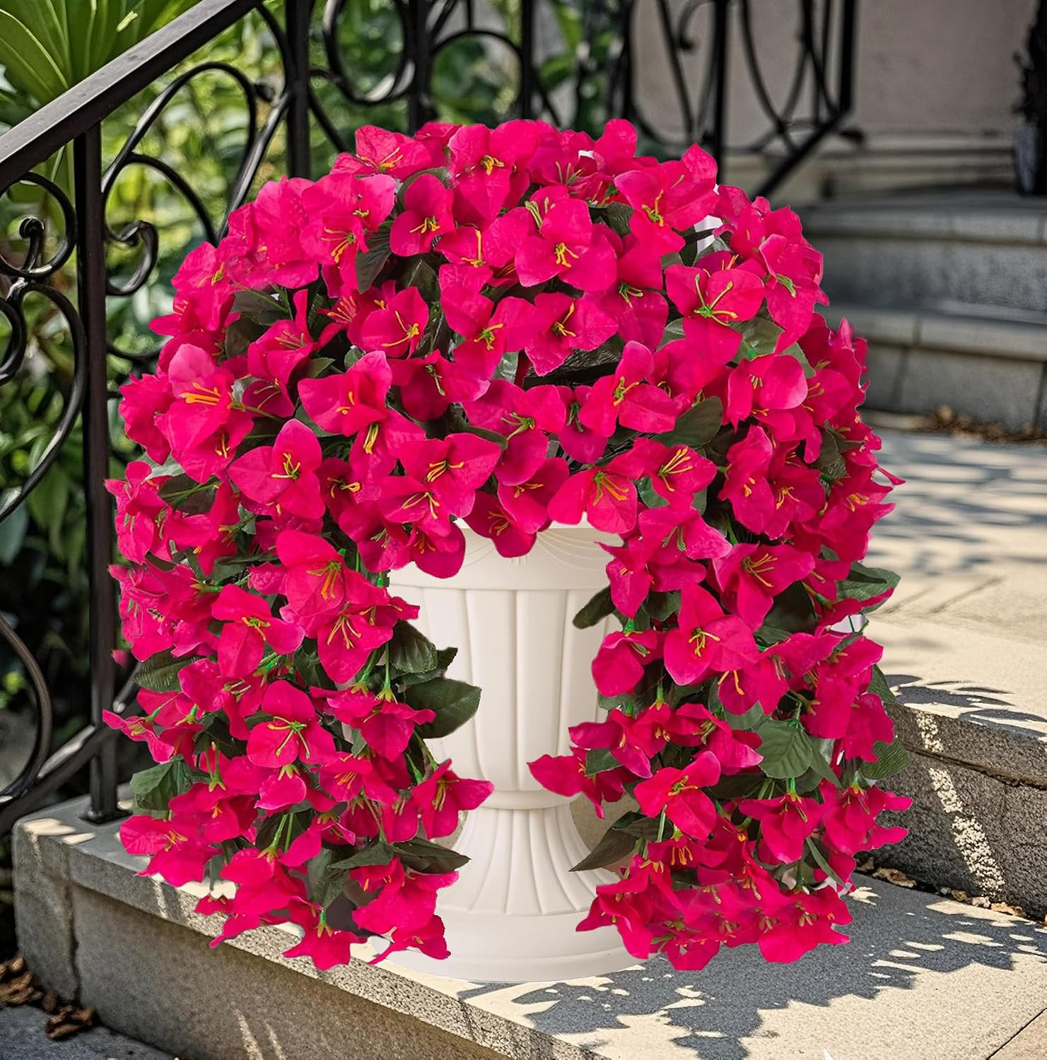 4Pc UV Resistant Bougainvillea Faux Flowers for Outdoor Decor – Rose Red