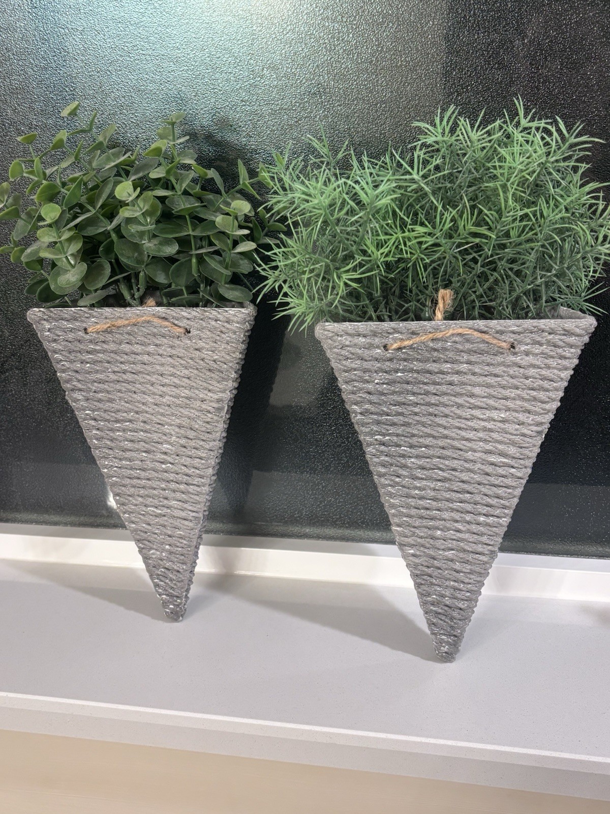 Artificial Plants 2 pack Eucalyptus Hanging Arrangement, Cone-Shaped Wall Decor