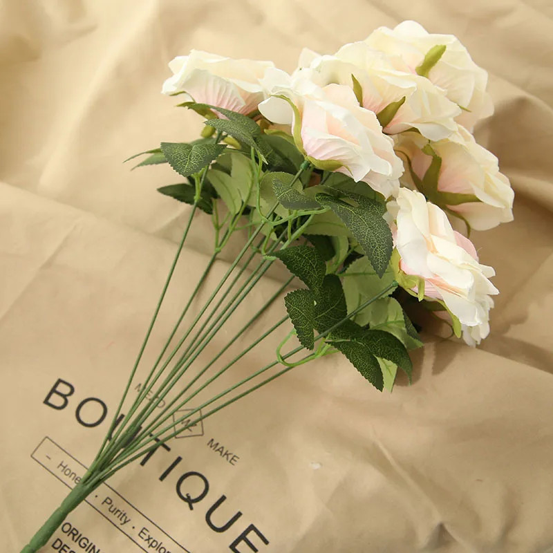 10 Heads Silk Rose Artificial Flowers Bouquet Wedding Garden Home Party Decor