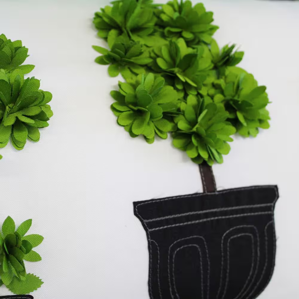 Multi-Colored Dimensional Potted Topiary with Embroidery Indoor/Outdoor 13 X 25