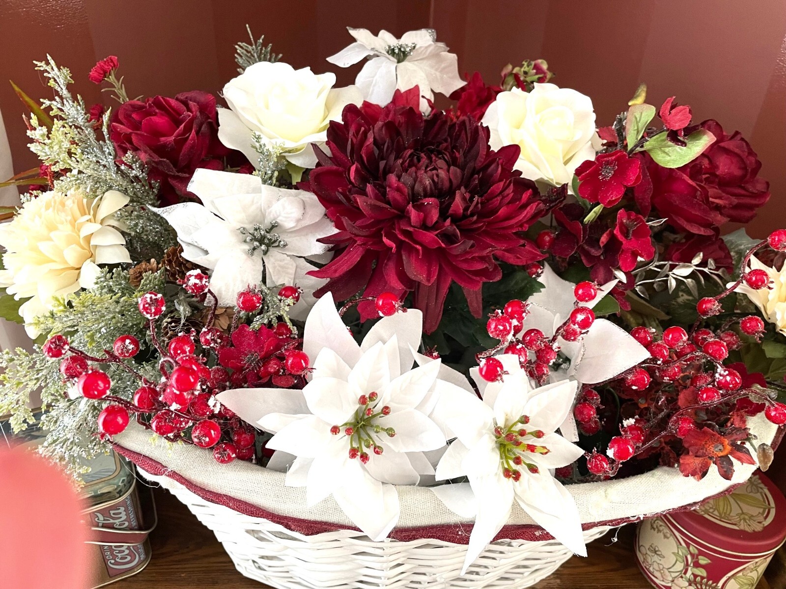 Jewel tone colored flower basket