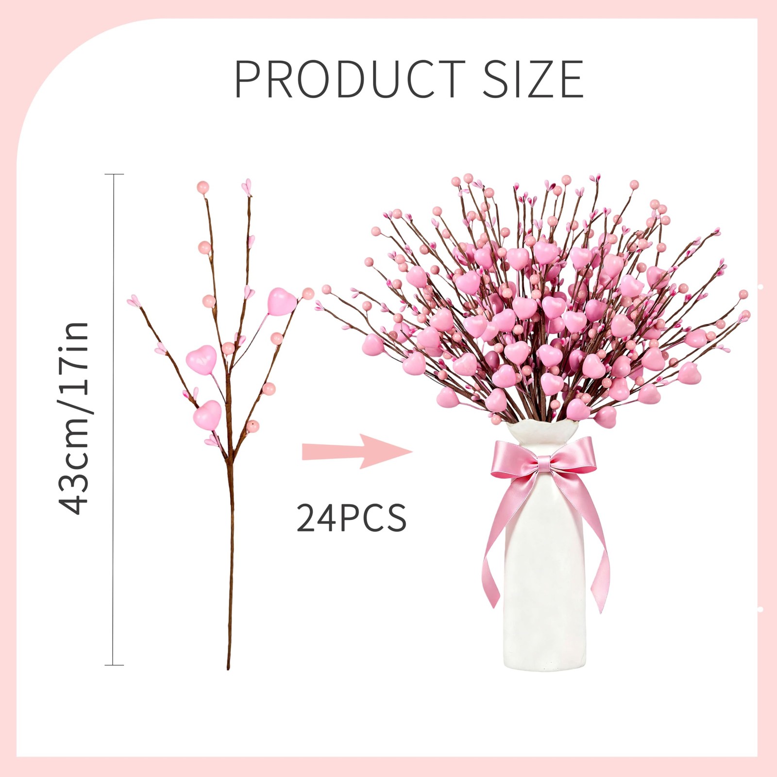 Valentine’s Day Gifts 24 Pack Valentines Day Decorations 17 Inch Pink Heart P…