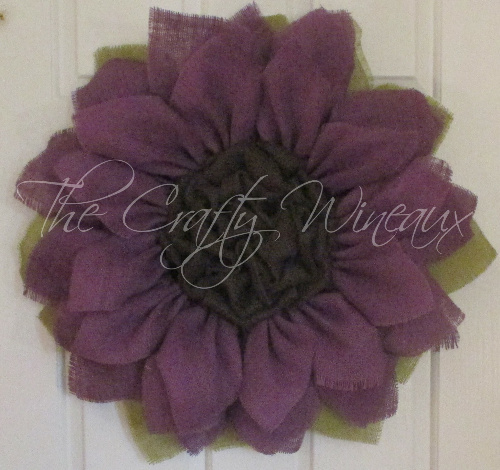 The Crafty Wineaux – Large 25″ Dark Purple Burlap Sunflower Wreath