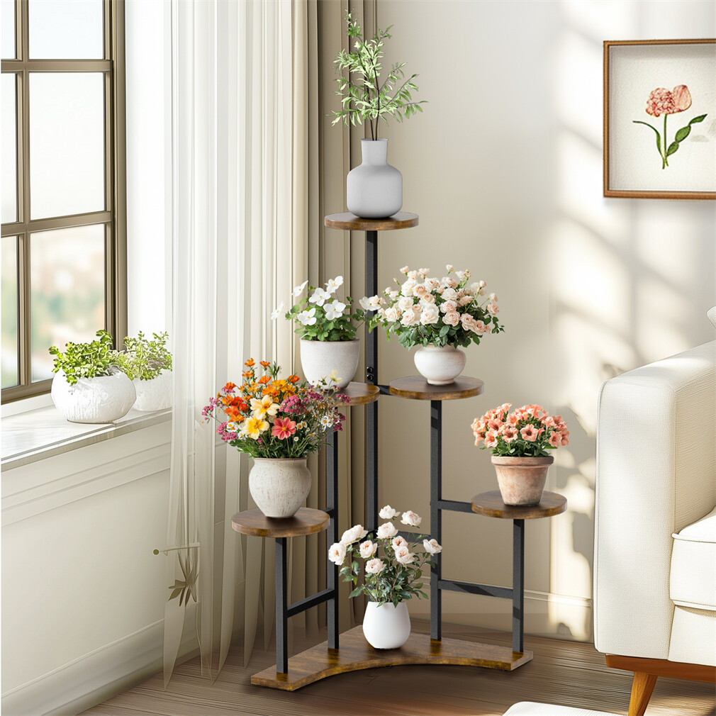 5-Tier Plant Holder Heavy Duty Corner Plant Stand Robust Metal Frame for Garden