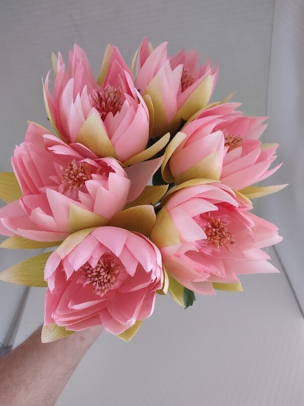 Artificial lotus blossom flower Stems (Six Stems) Pastel Pink