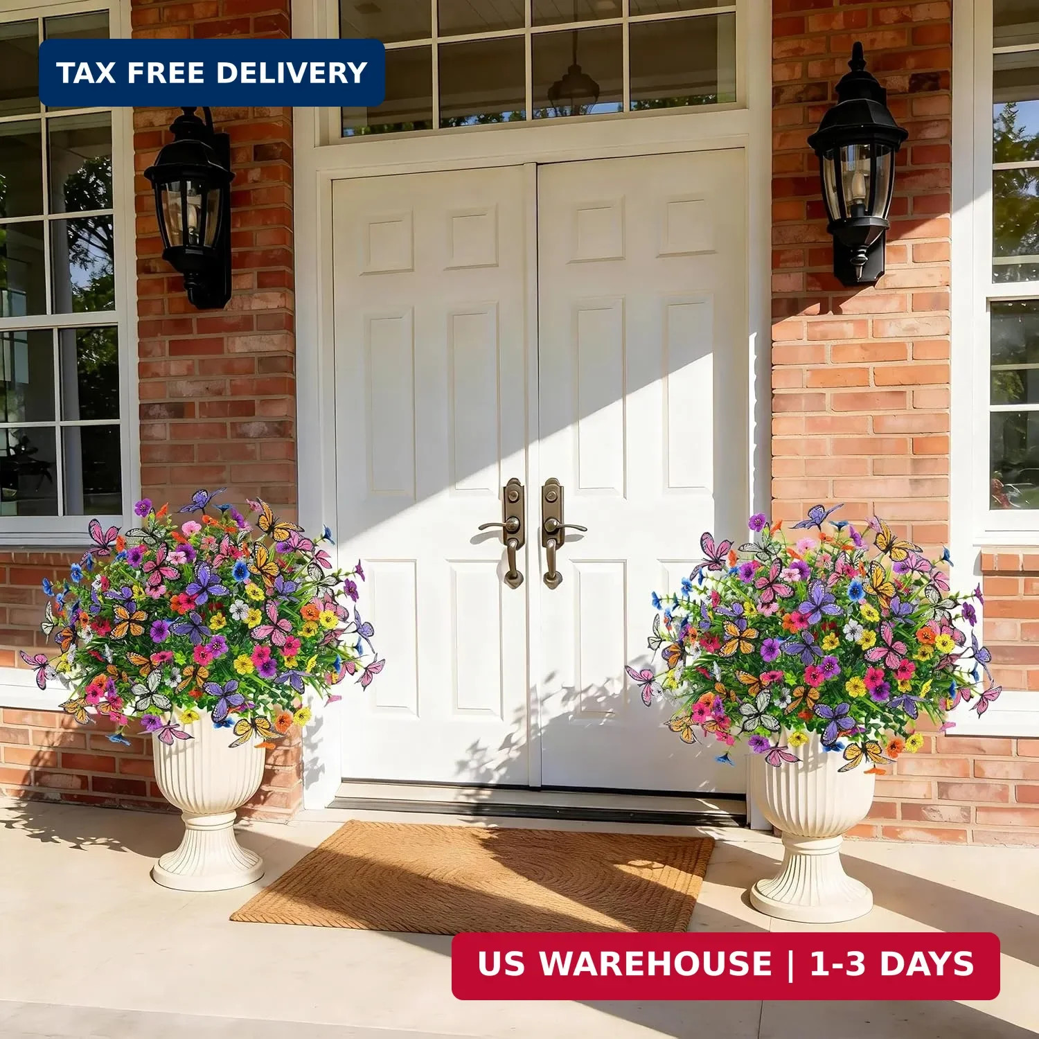 Der Rose 12Pcs Artificial Flowers for Outdoors with Large Fake Butterfly Flowers