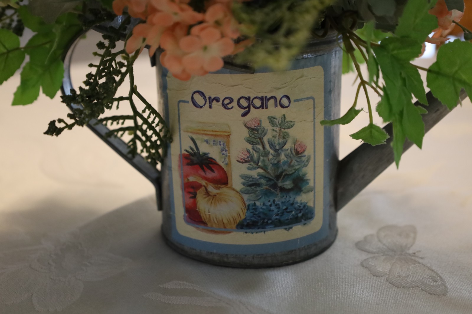 Spring Multicolor Artificial Floral in a Watering Can Table Decoration