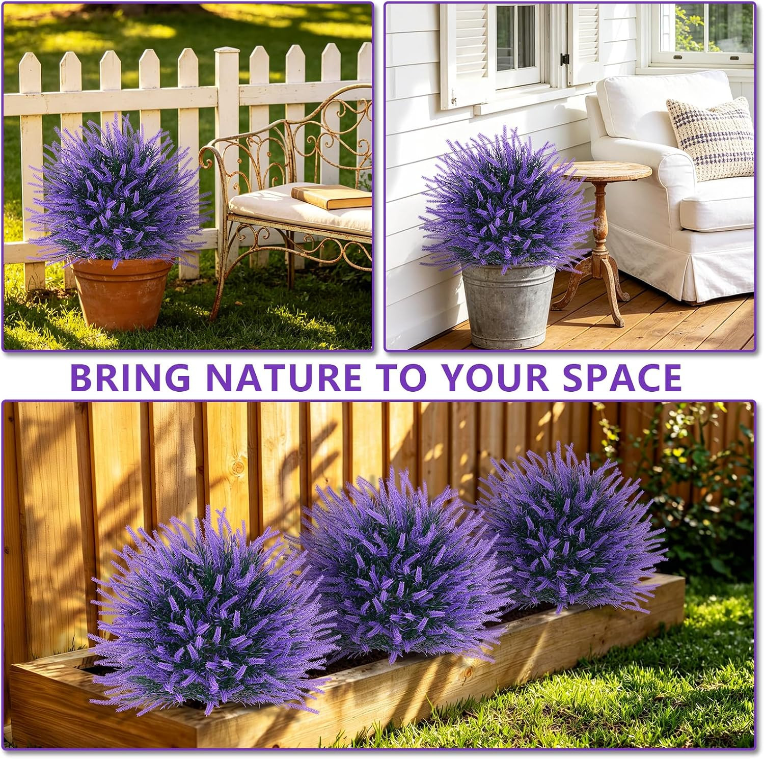 2 Pack UV Resistant Artificial Lavender Topiary Balls for Easy Outdoor Decor