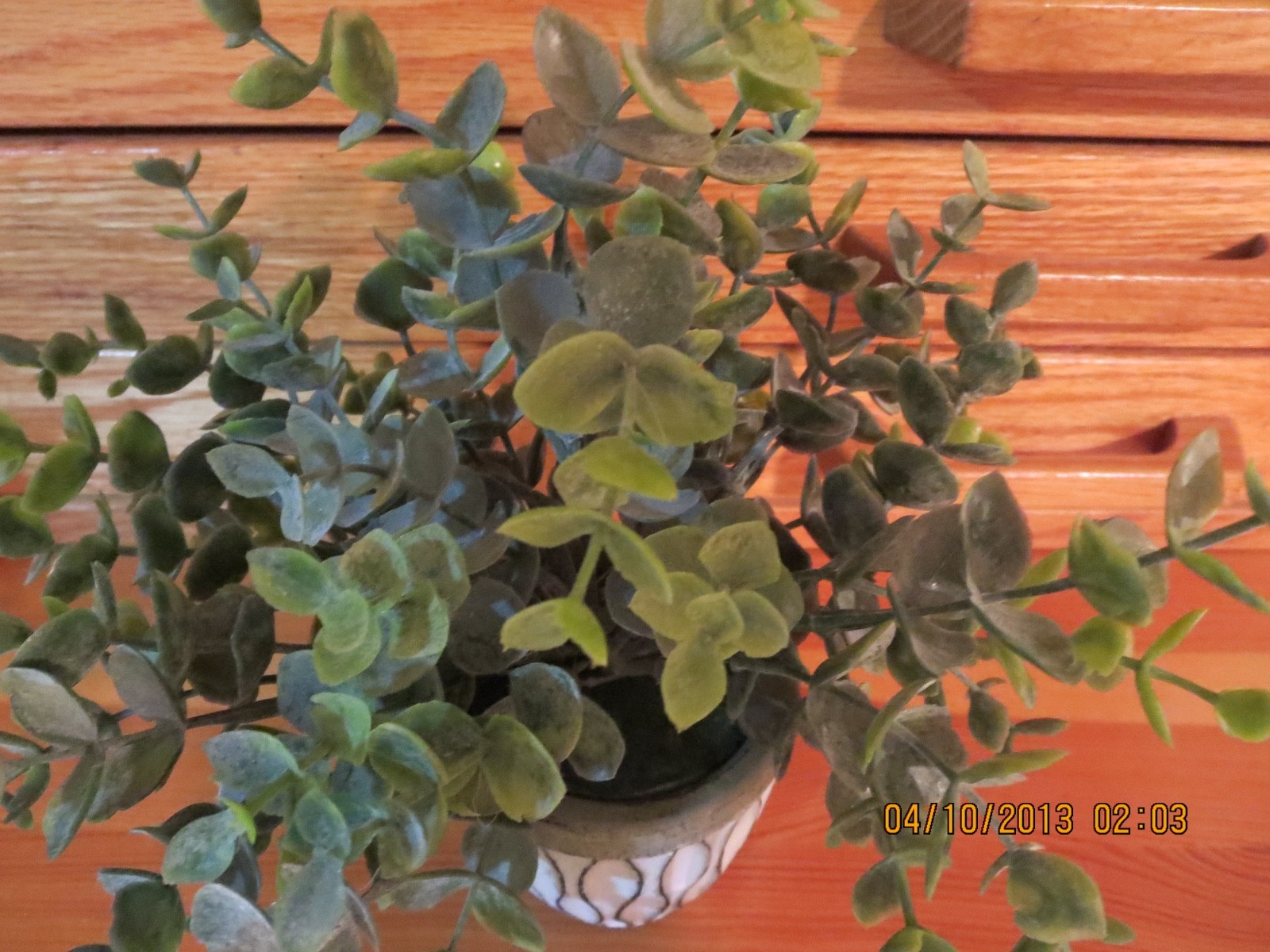 SMALL FAUX PLANT IN CERAMIC POT–#T16A-2