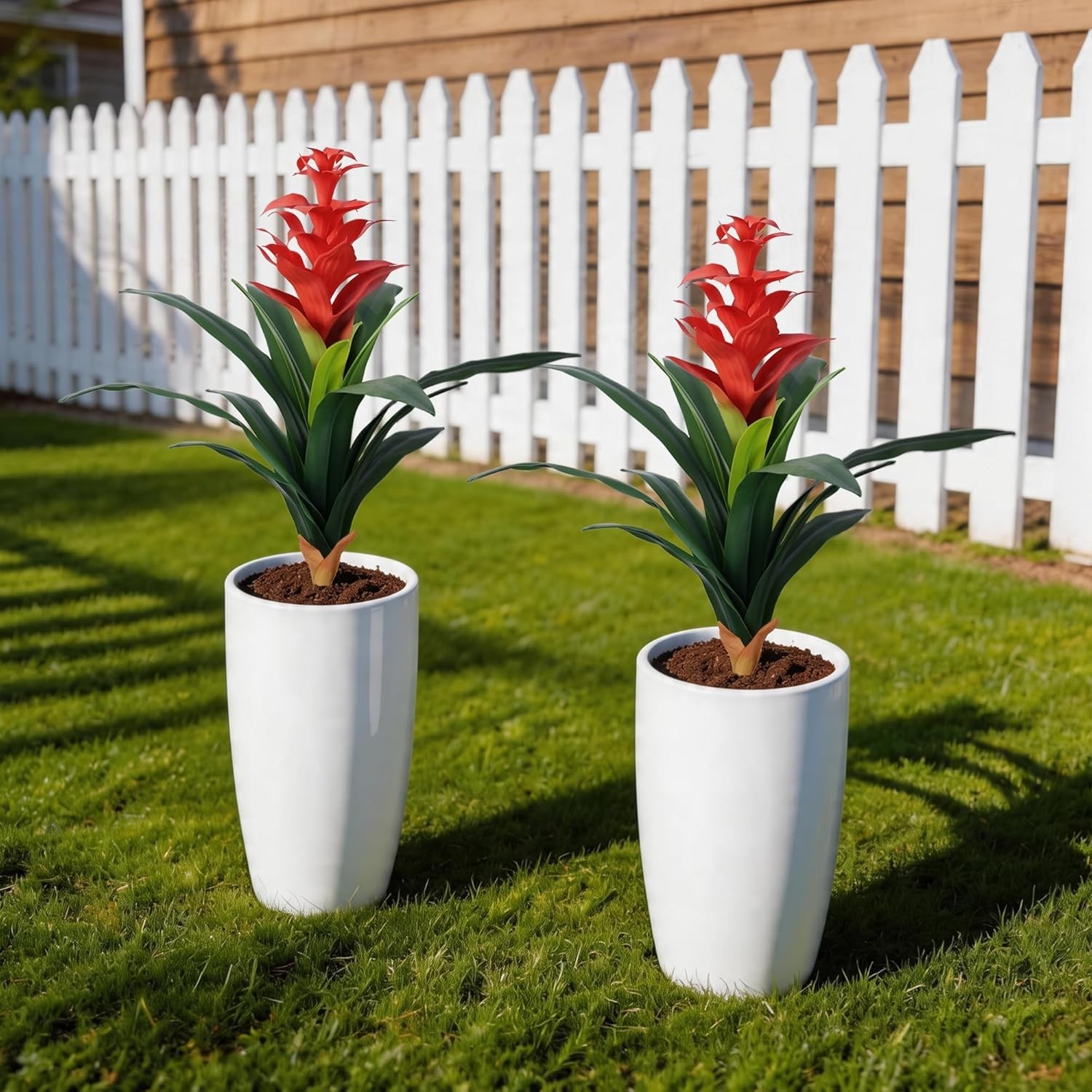 Elegant 2 Pack 16.93″ Red Bromeliad Artificial Flowers for Indoor or Outdoor