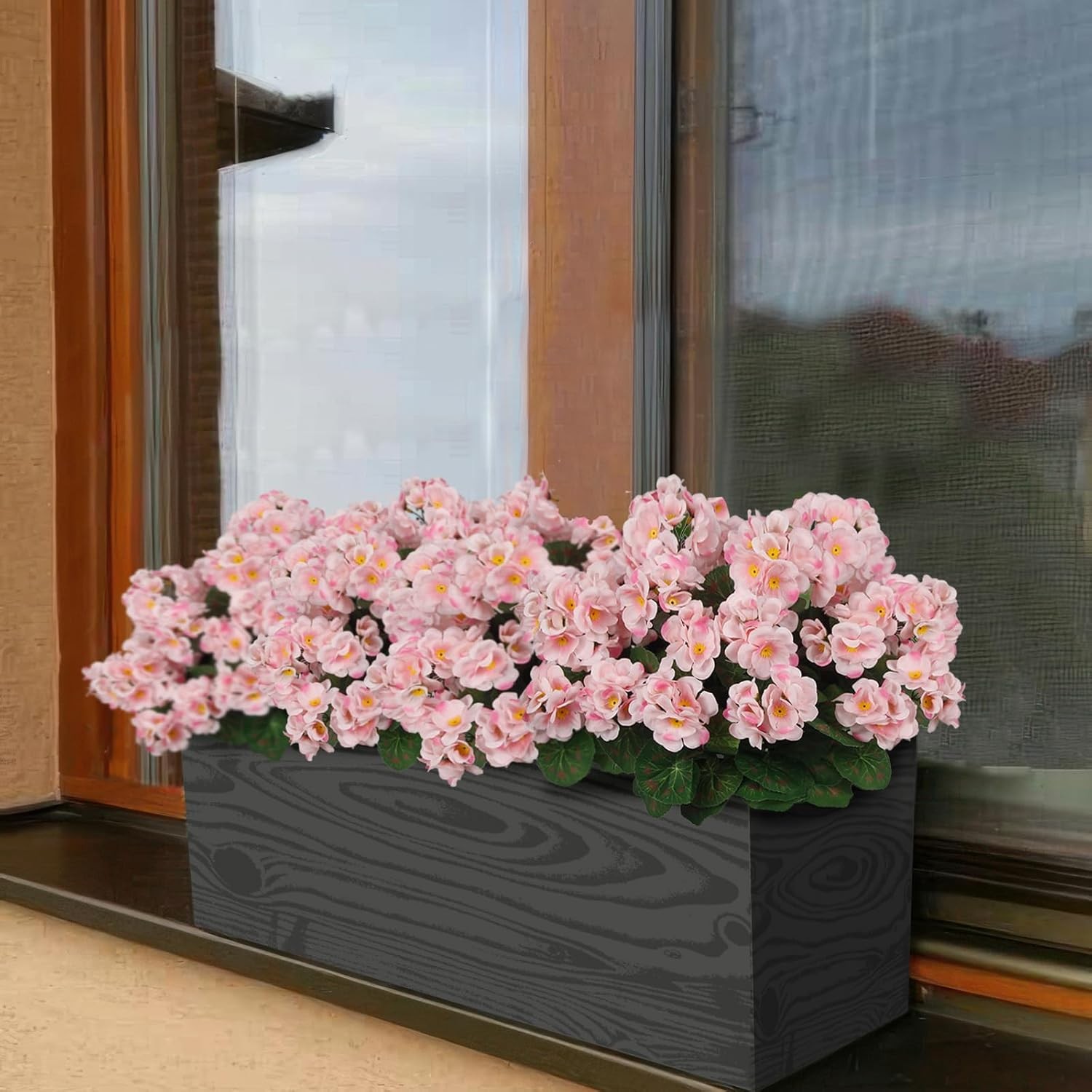 8 Pcs Artificial Geraniums Flowers Pink Silk Geraniums for Outdoors UV