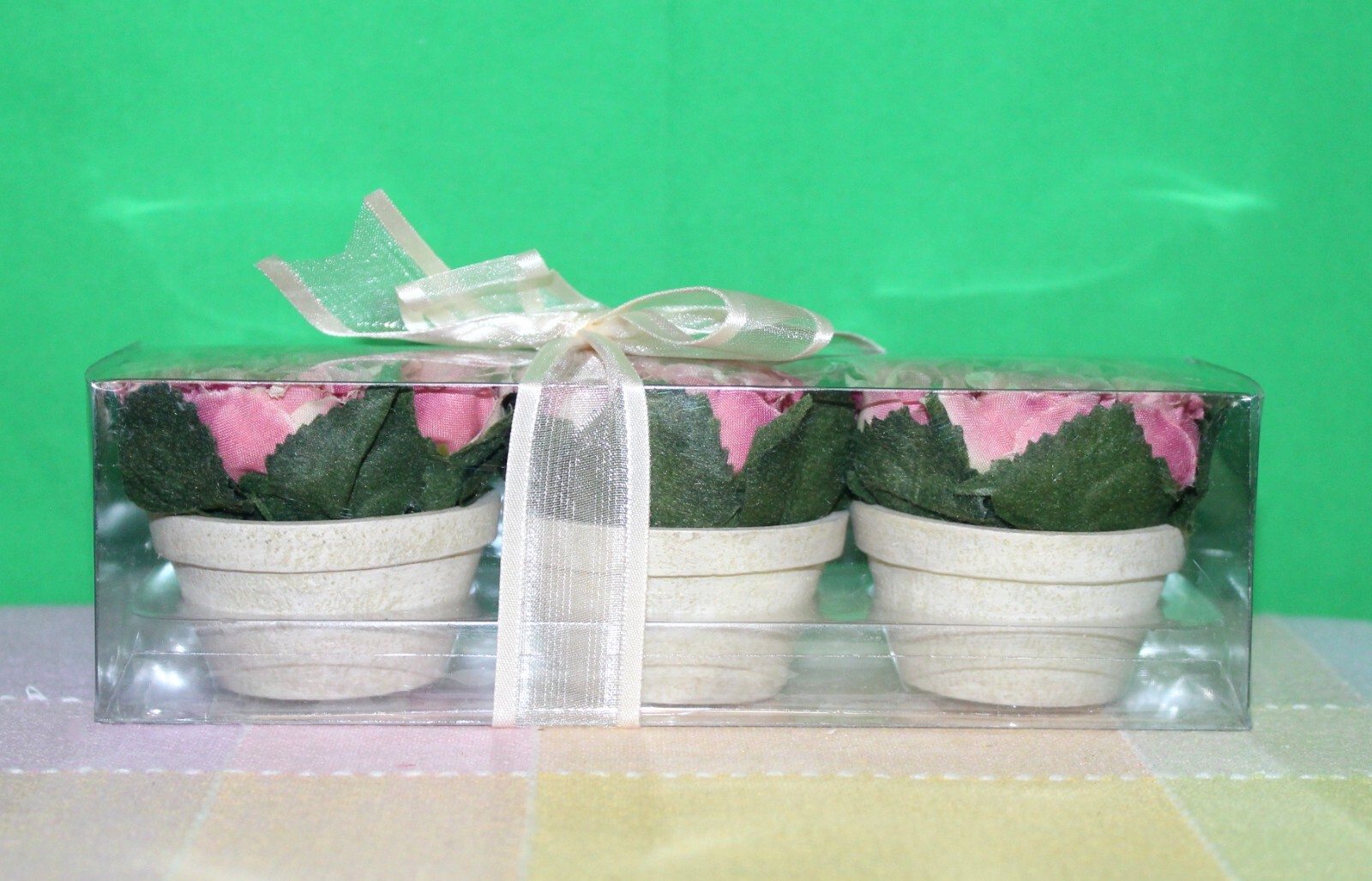 Hallmark *NEW VINTAGE* Set of 3 Miniature Rose Buds in Pots So Cute!