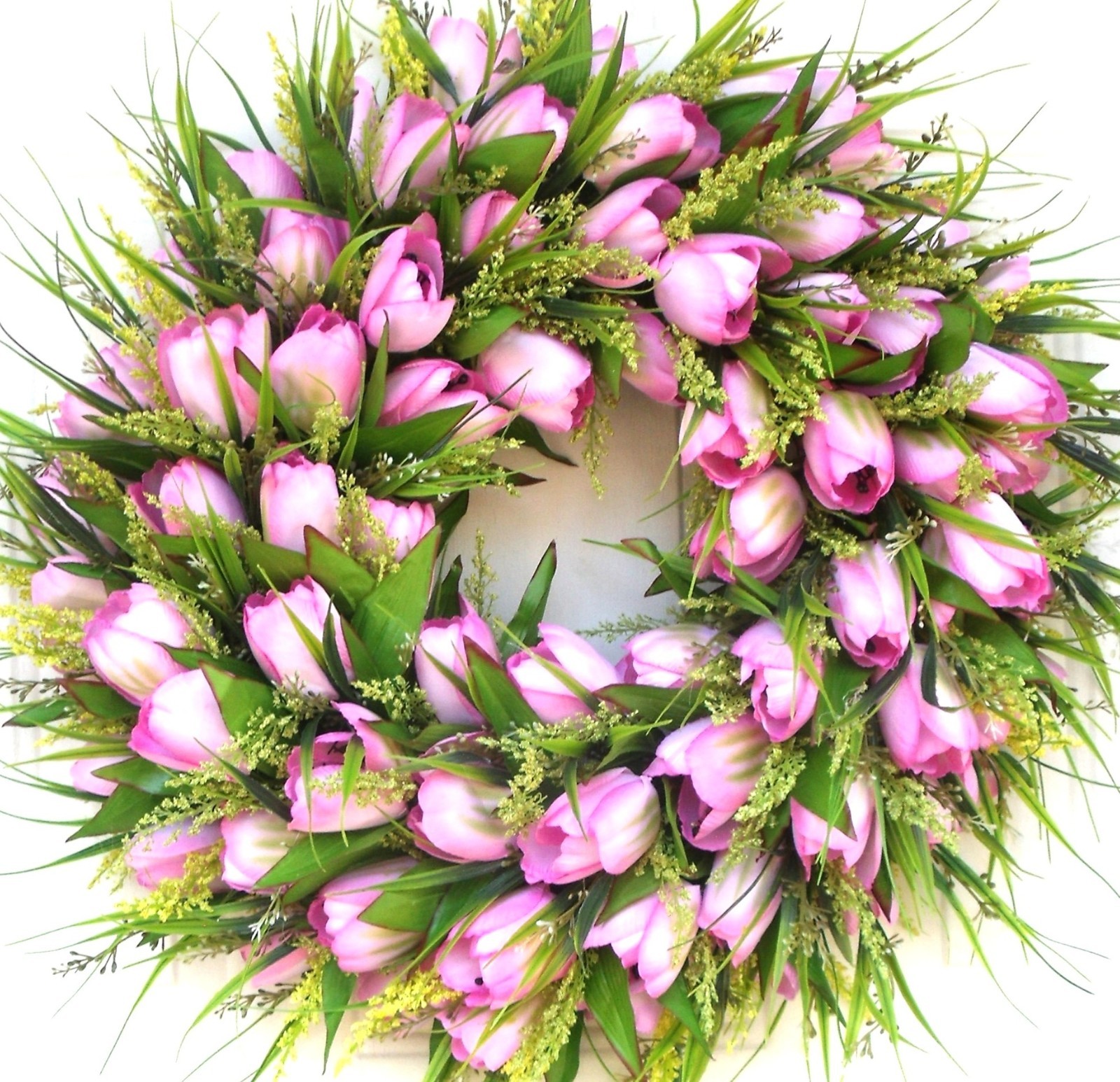 Pink Tulip Wreath, Spring Door/Wall Any Season Mother’s Day Wreath