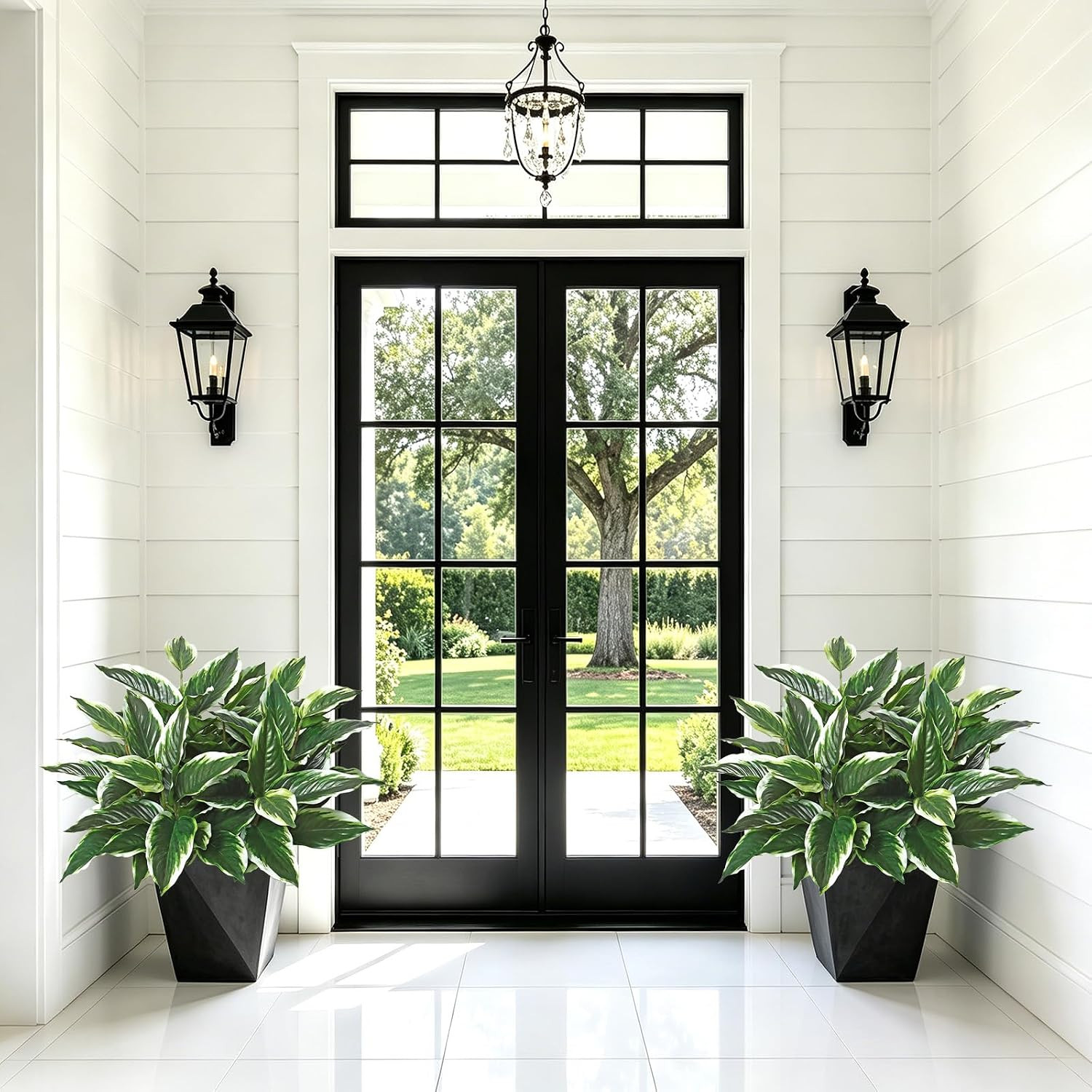 UV Resistant Faux Hostas – 4PCS Outdoor Artificial Plants for Home & Office
