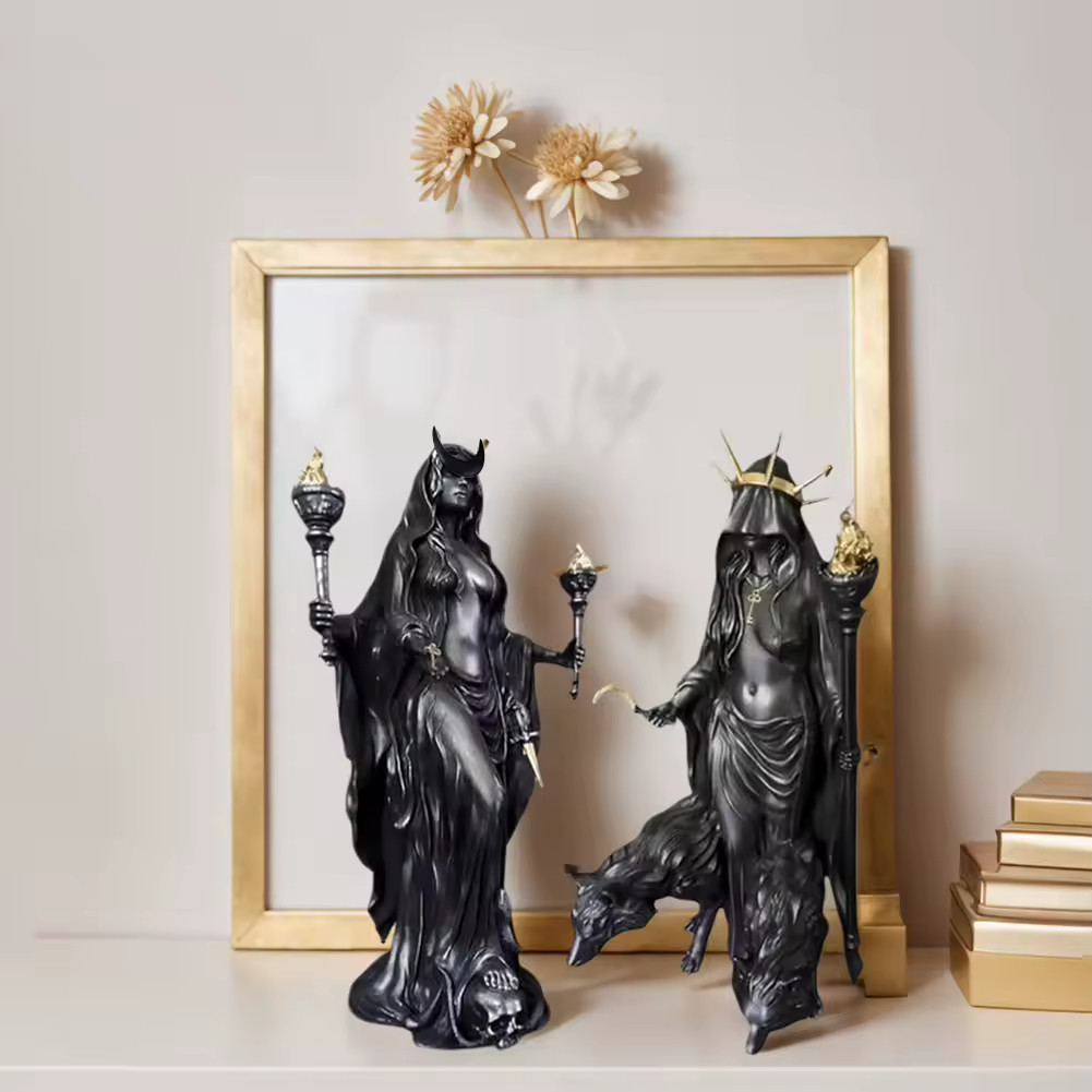 Halloween Hecate Witch Statue Greek Goddess Figurine Resin Sculpture Home Decor