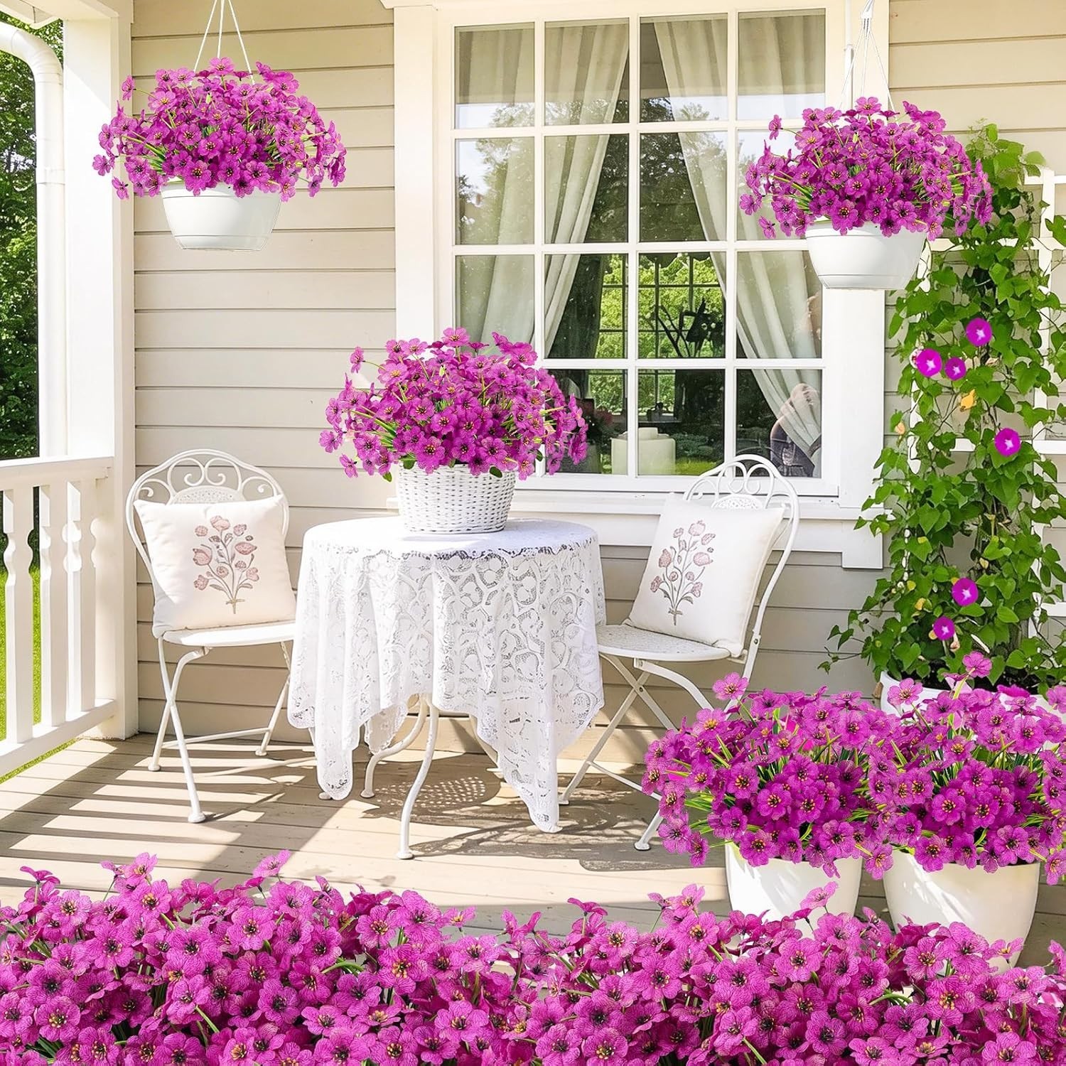 Vibrant Purple UV Resistant Artificial Plants – 6 Bundles for -Round Appeal