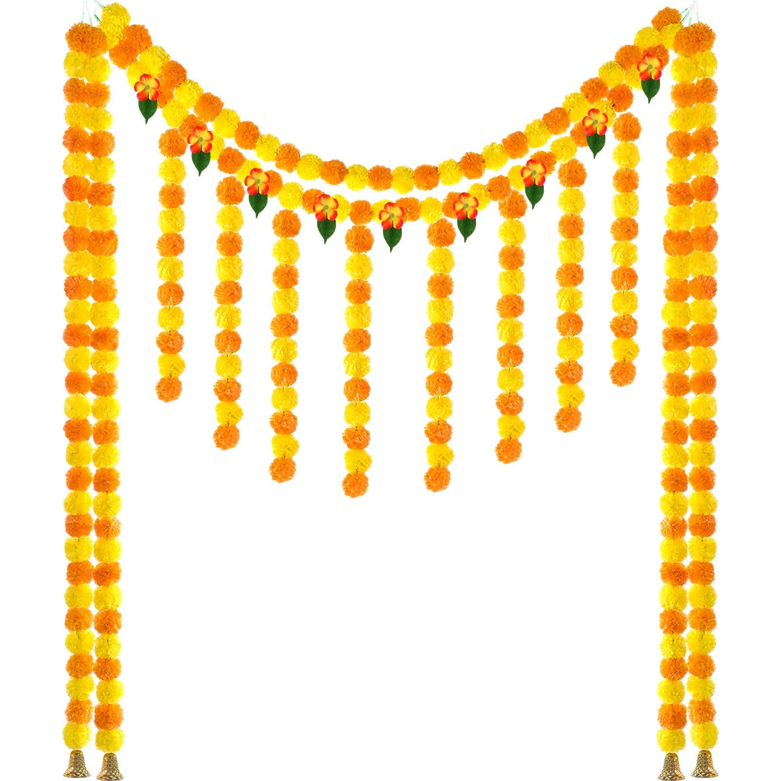 Knitgrip 1 Set Artificial Marigold Flower Strands Tassel Garland for Diwali 5…